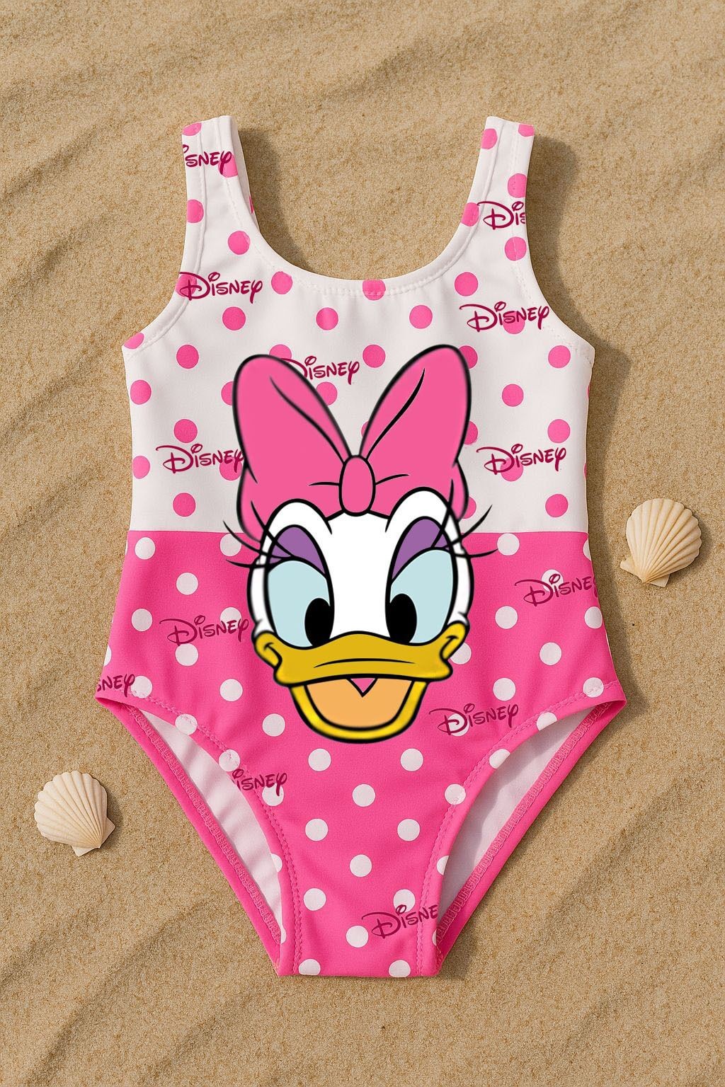 Daisy Kız Çocuk Mayo – Minnie Mouse Desenli Düz Askılı Model (3-10 Yaş)
