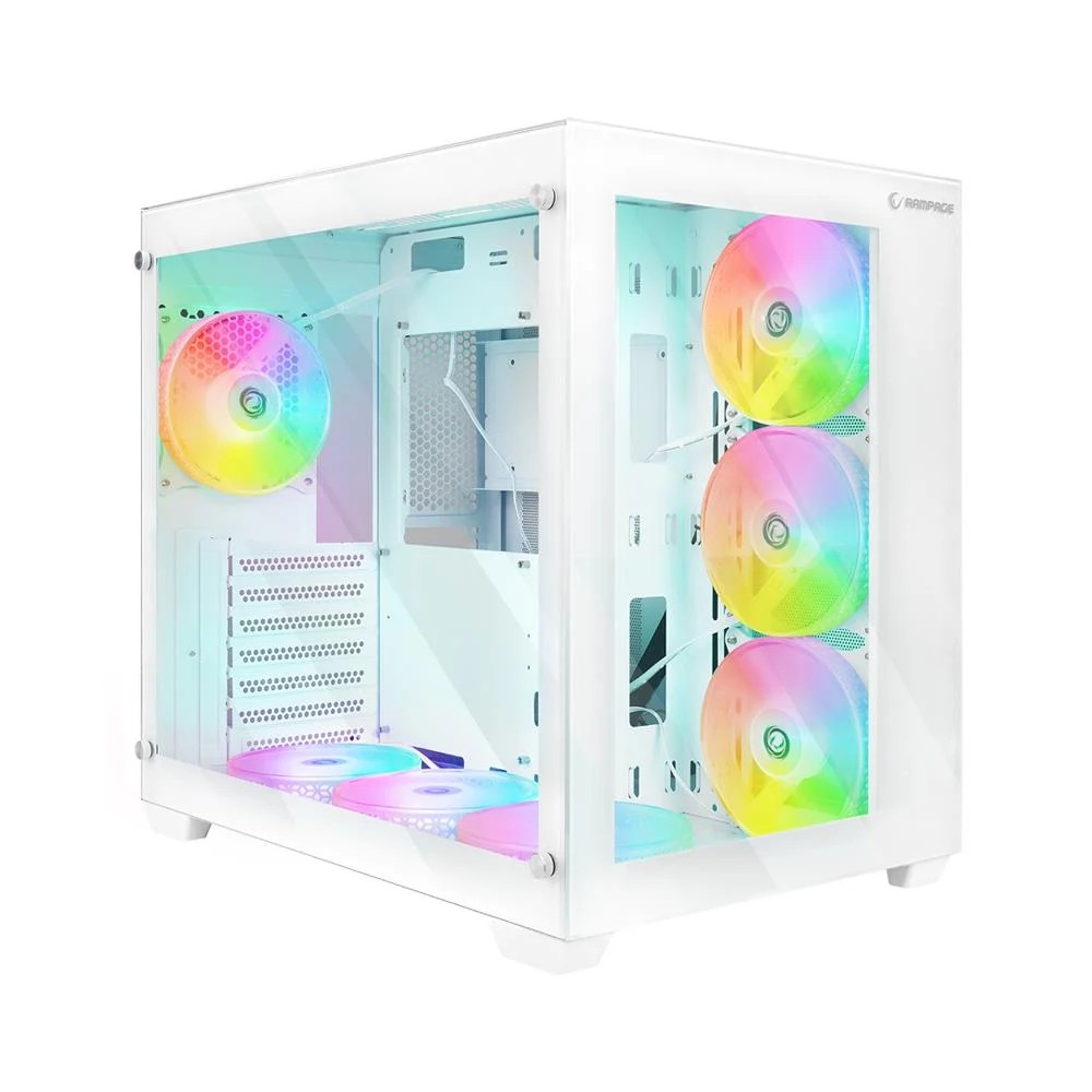 RAMPAGE ICEBLADE WHITE 7x120mm ARGB FANLI MidT ATX GAMING KASA