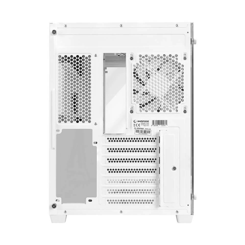 RAMPAGE ICEBLADE WHITE 7x120mm ARGB FANLI MidT ATX GAMING KASA