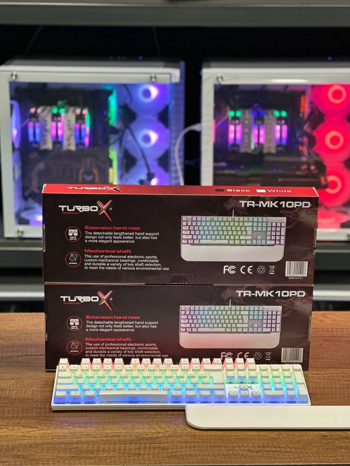 Turbox TR-MK10PD Gaming Mekanik Pudding Tuş Bilek Destekli Blue Switch Beyaz Mekanik Rgb Klavye