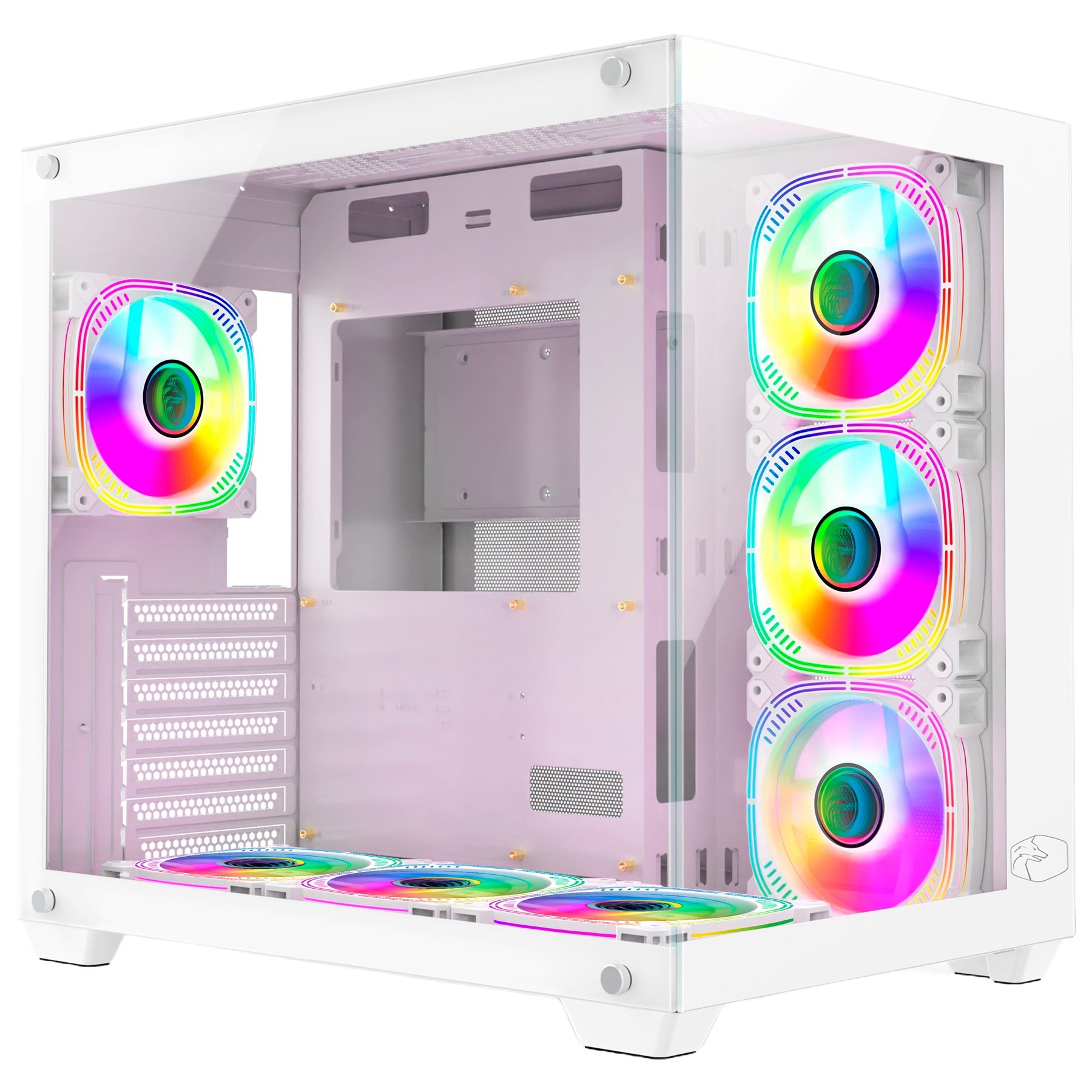 Patya Warcry Beyaz Tuş Kontrollü RGB 7x120mm Fan Gaming Bilgisayar Kasası