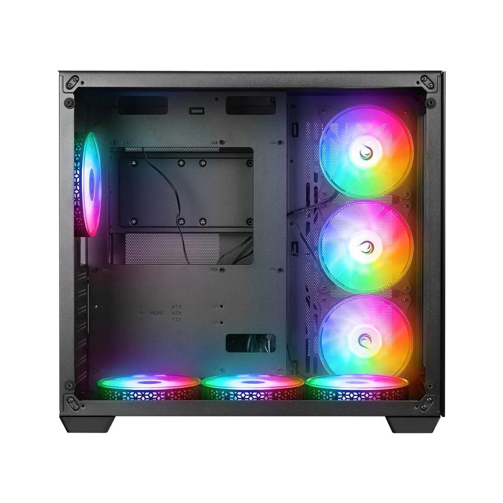 RAMPAGE ICEBLADE BLACK 7x120mm ARGB FANLI MidT ATX GAMING KASA