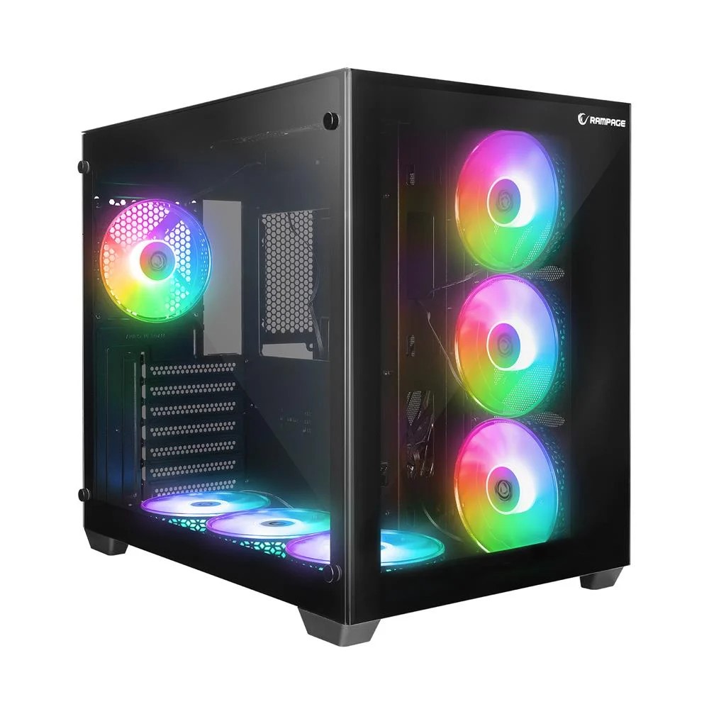 RAMPAGE ICEBLADE BLACK 7x120mm ARGB FANLI MidT ATX GAMING KASA