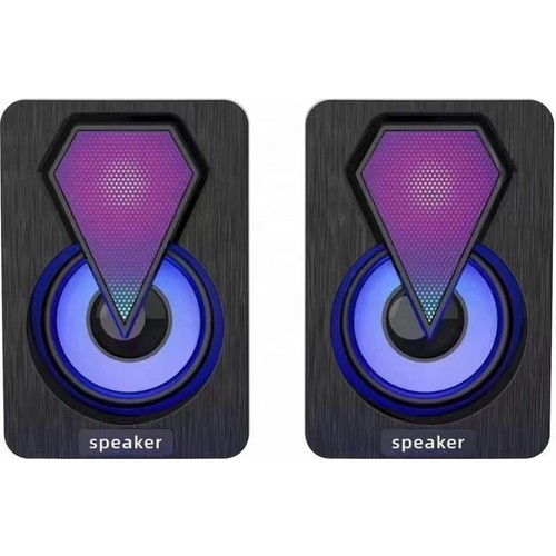 Torima Işıklı Bilgisayar Hoparlörü 1+1 Ses Sistemi 3.5mm Jack Girişli Multimedia USB Speaker D-04