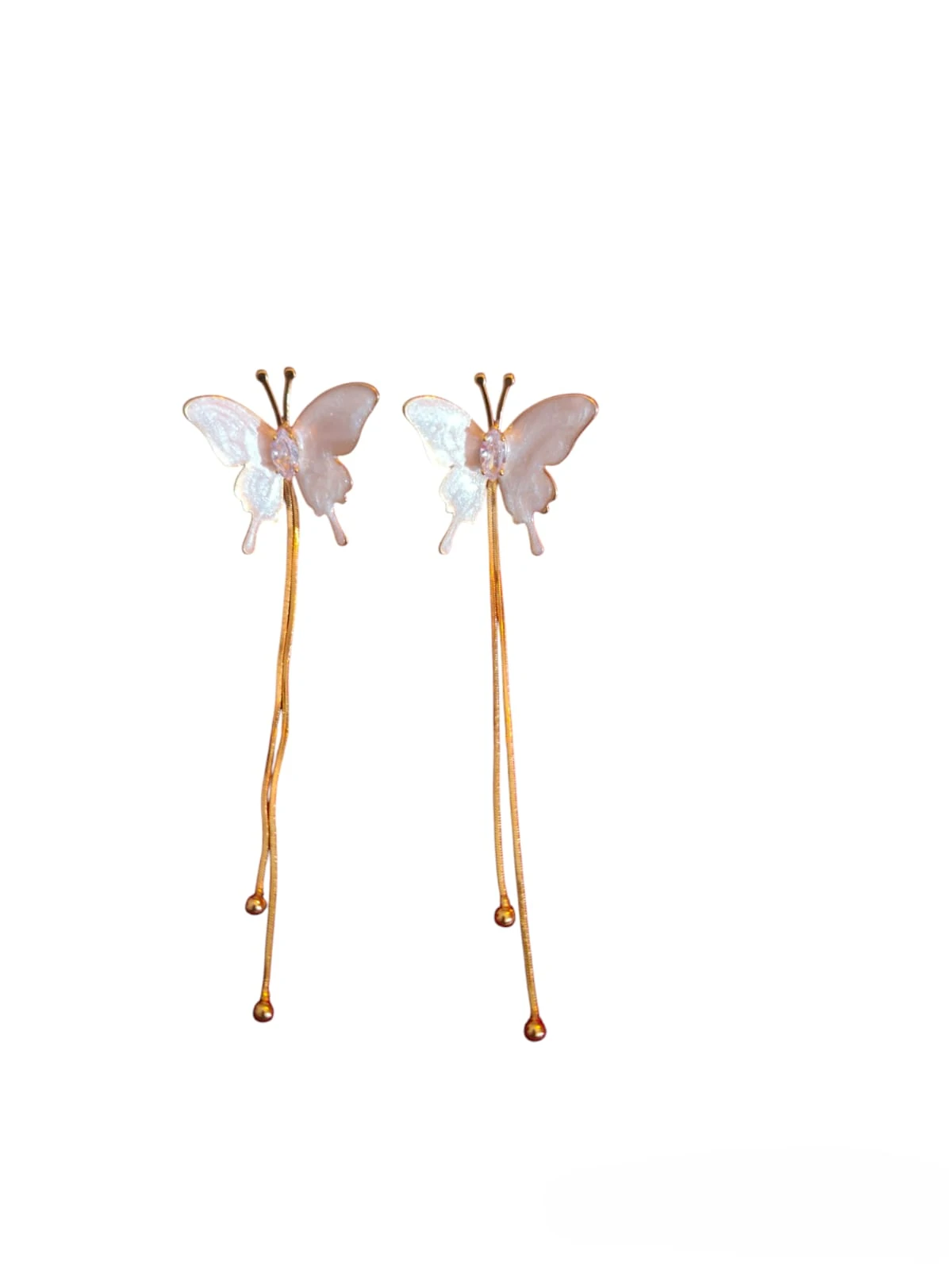 Kelebek Figürlü Uzun Küpeler