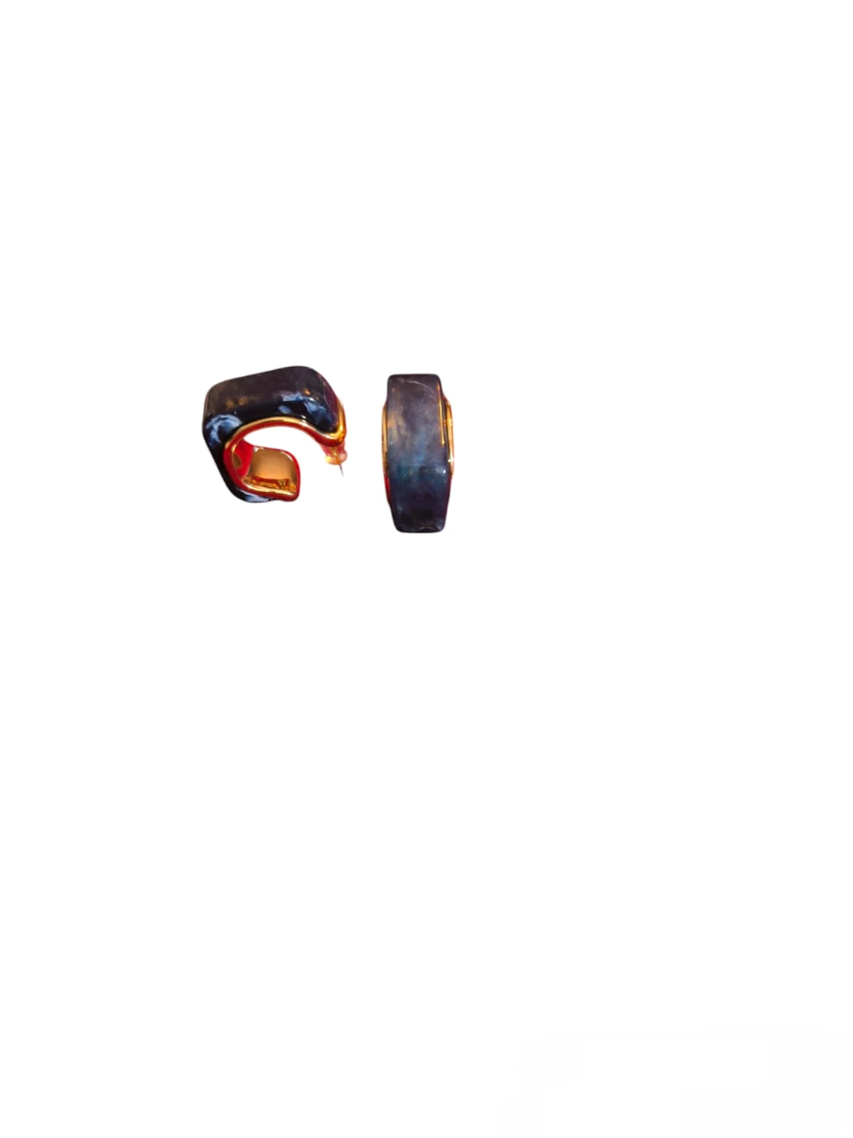 Petrol Renkli Kalın Formlu Küpe