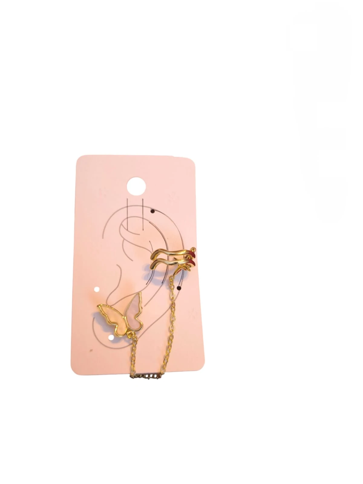 Kelebek Figürlü Zincirli Kıkırdak Küpe