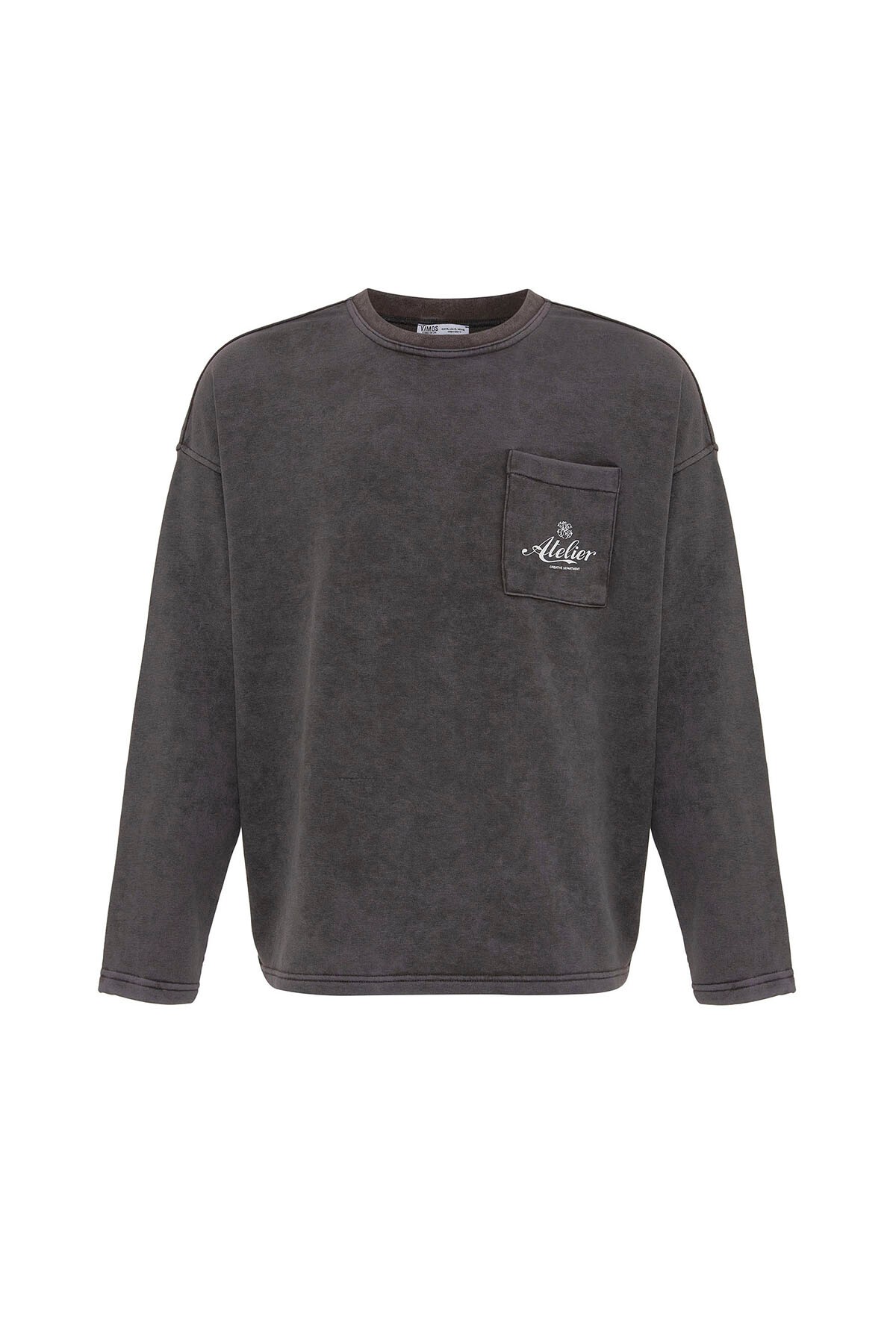 YIKAMALI OVERSIZE CEP DETAYLI SWEATSHIRT FÜME