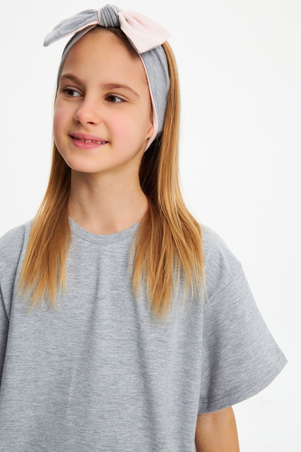 Kız %100 Pamuklu Penye Şort T-shirt Bandana 3'lü Alt Üst Takım Spor Rahat Koleksiyon 28