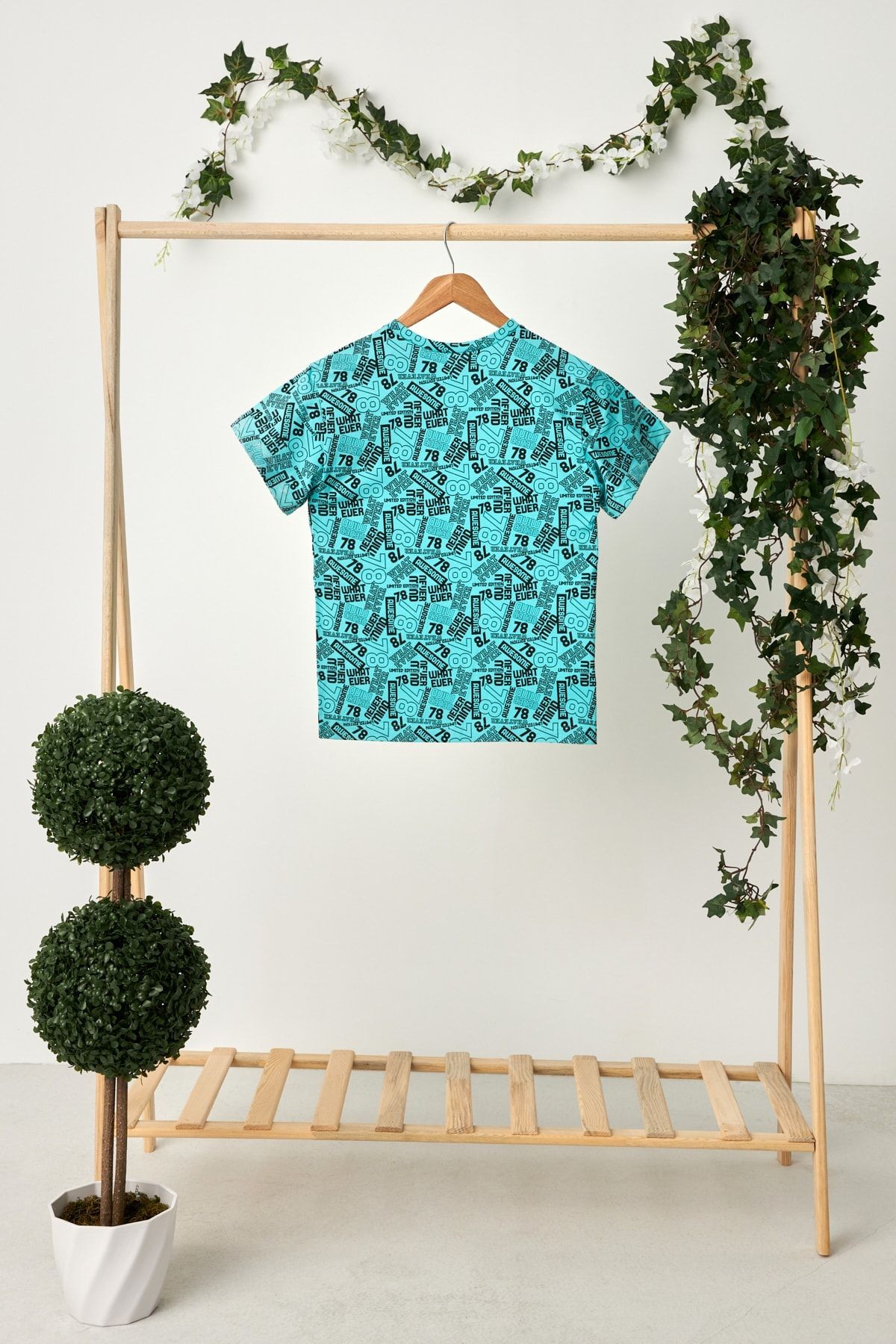 Kız Çocuk Kısa Kollu Desenli Bisiklet Yaka Terletmez Yumuşak Rahat %100 Pamuklu Penye T-shirt