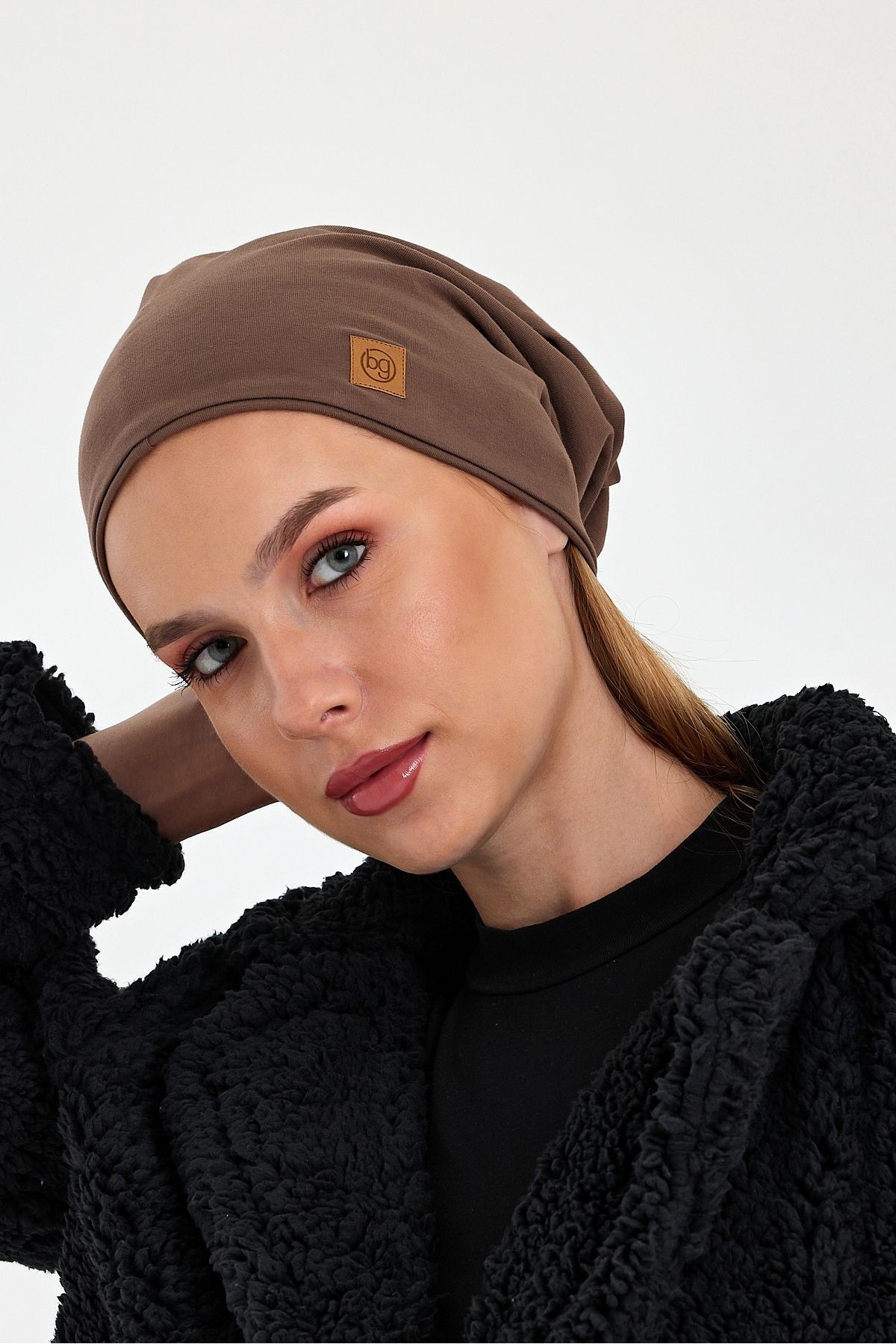Kahverengi  Arkası Açılabilir eşsiz, rahat ultra yumuşak esnek trendy 4 mevsim Penye Bandana Bere