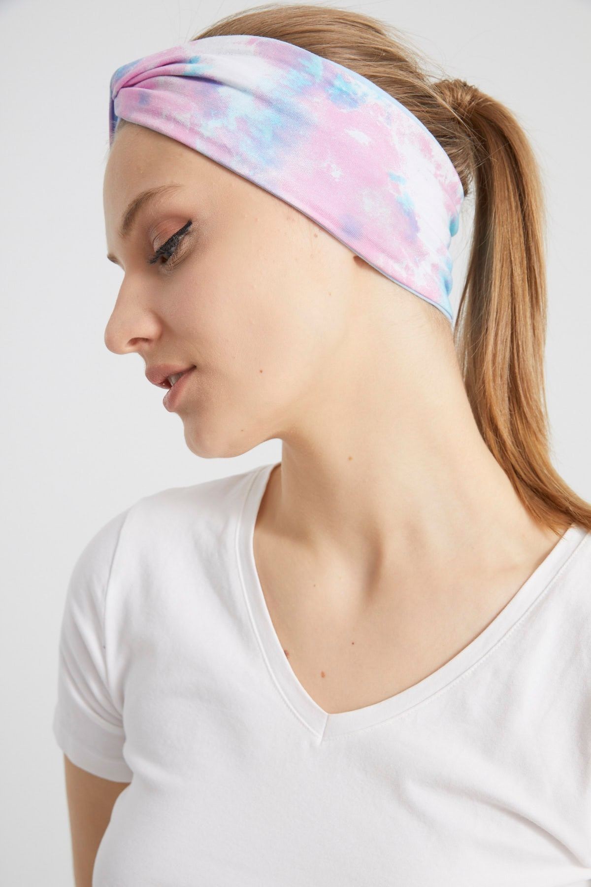 Batik Aqua, Butik Tasarım Kadın Bandana Saç Bandı, Ekstra Yumuşak, Esnek, Doğal, Pamuklu Penye