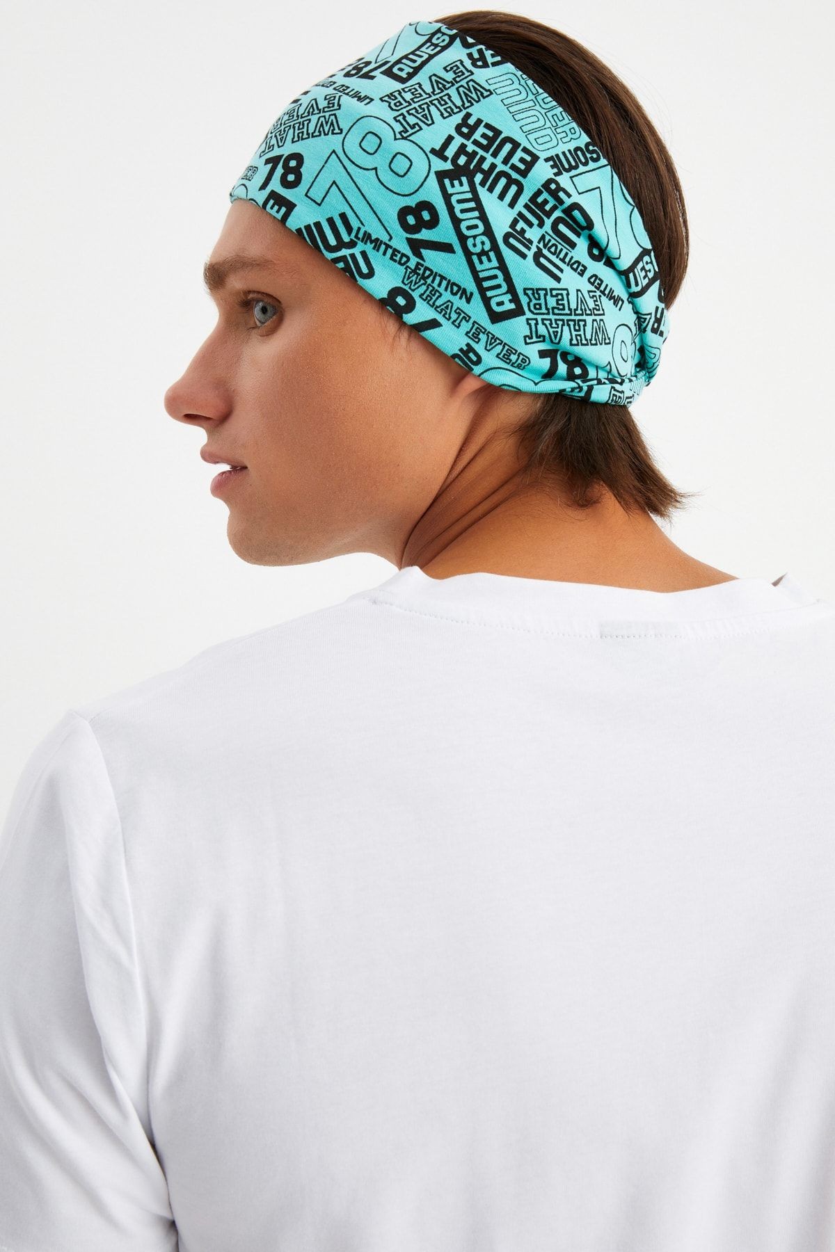 Erkek Pamuklu Penye, Kaymaz, Ultra Hafif, Spor Geniş Saç Bandı Bandana Buff