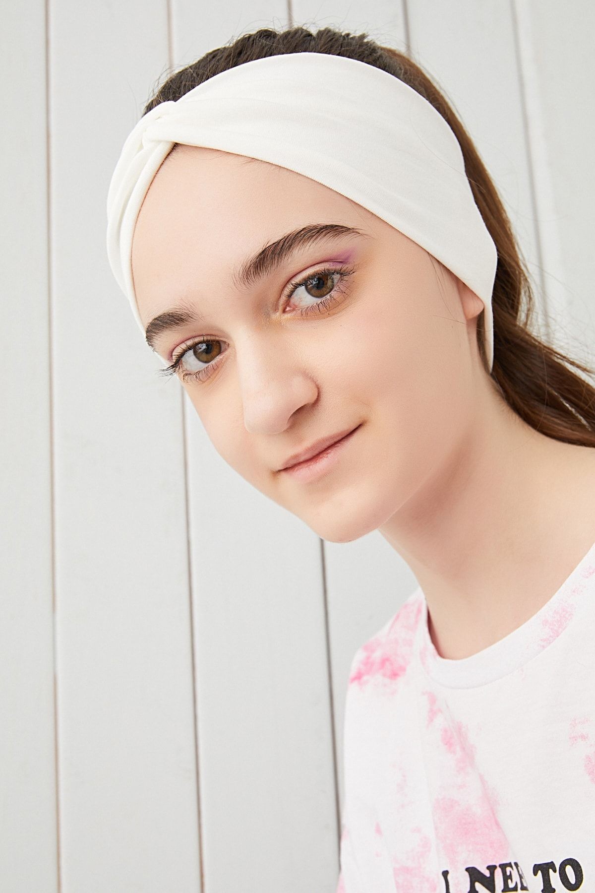 Beyaz Çocuk Genç Bandana Saç Bandı Ekstra Yumuşak Esnek Doğal %100 Pamuklu Penye