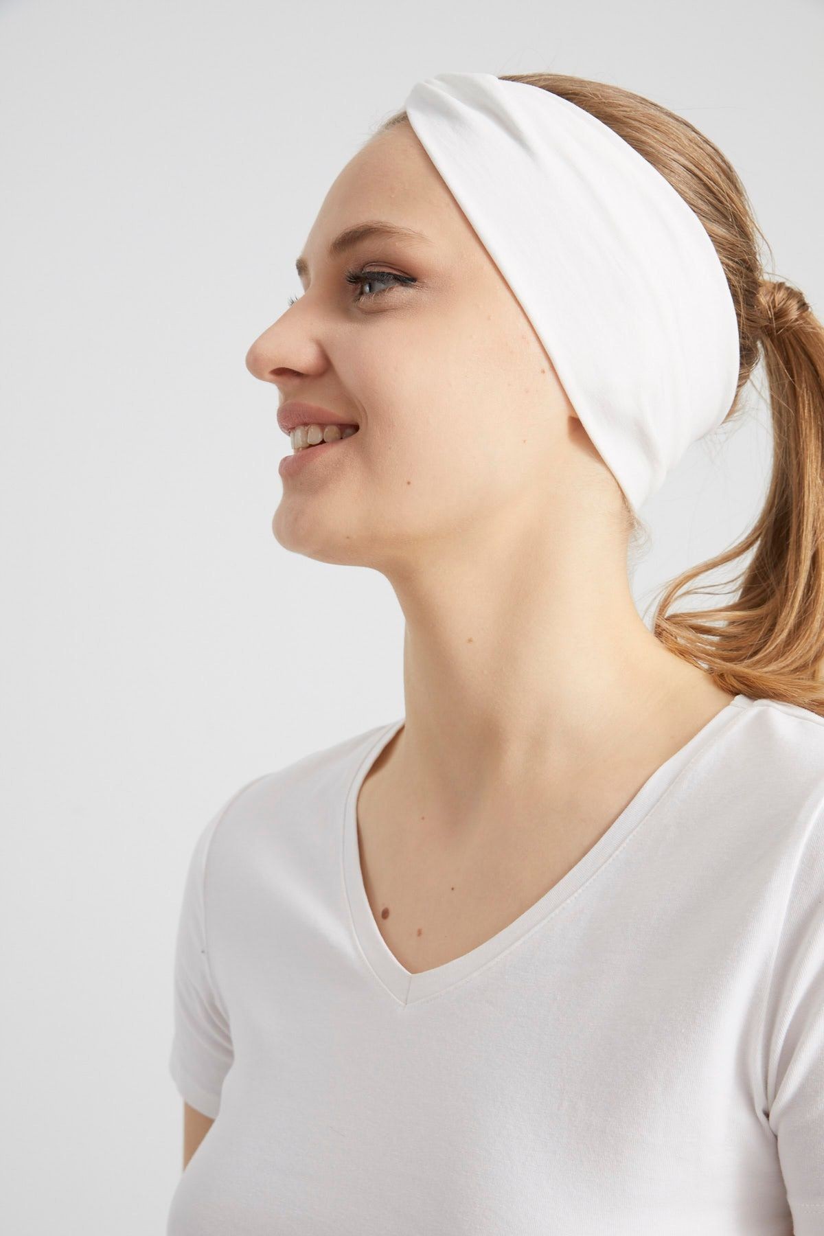 Butik Çapraz Bağlamalı Kadın Bandana Saç Bandı, Kaymaz Yumuşak Esnek%100 Pamuklu Penye