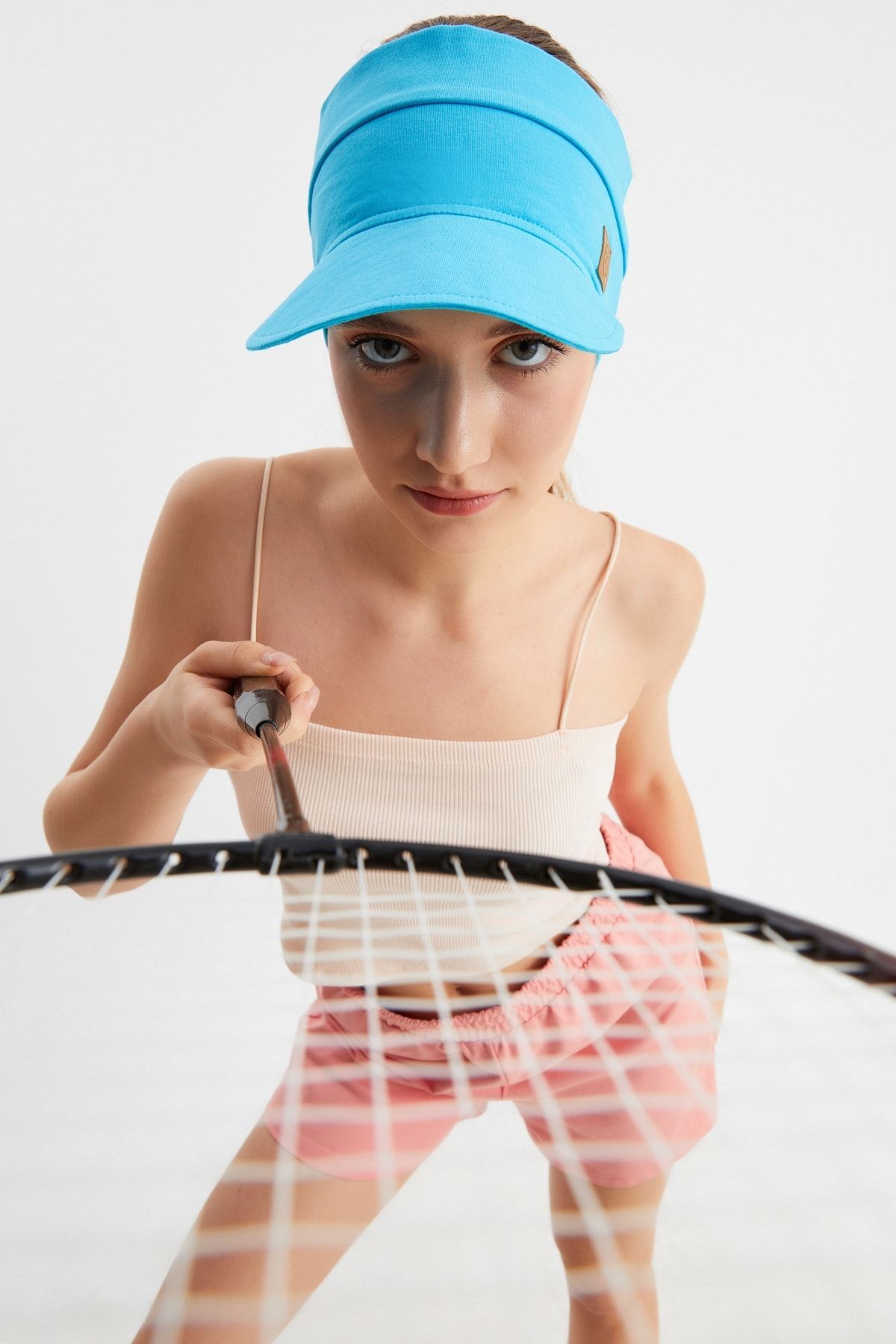 Kadın Uv Korumalı Katlanabilir Üstü Açık Yumuşak Siperli %100 Pamuklu Penye Tenis Vizör Şapka