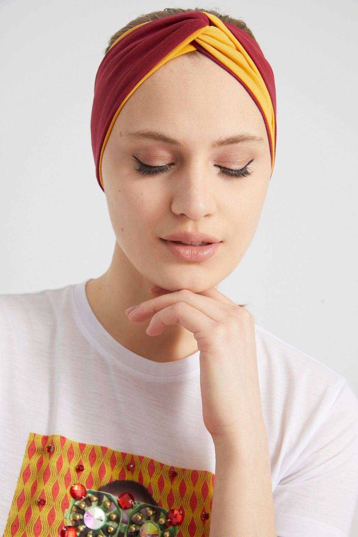 Butik Tasarım Kadın Bandana Saç Bandı, Ekstra Yumuşak, Esnek, Doğal, Pamuklu Penye