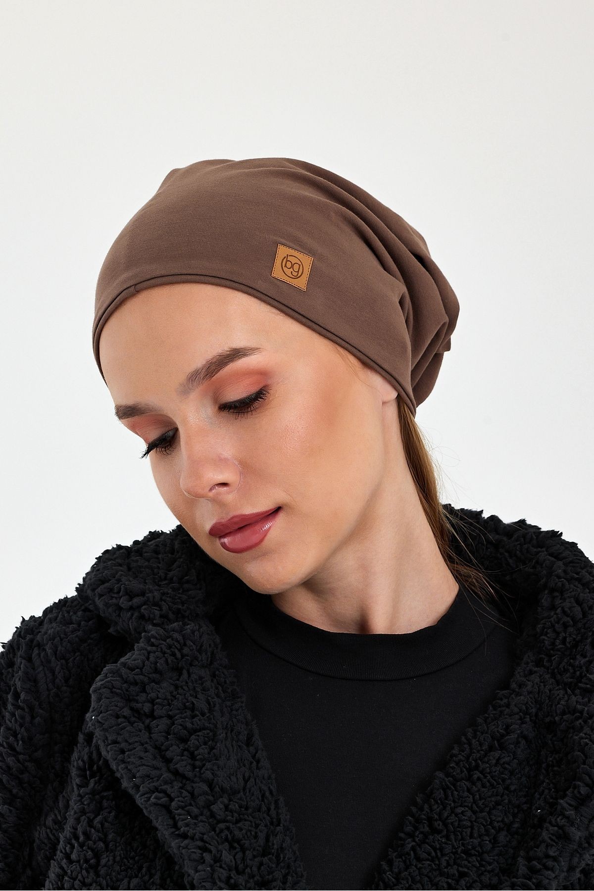 Kahverengi  Arkası Açılabilir eşsiz, rahat ultra yumuşak esnek trendy 4 mevsim Penye Bandana Bere