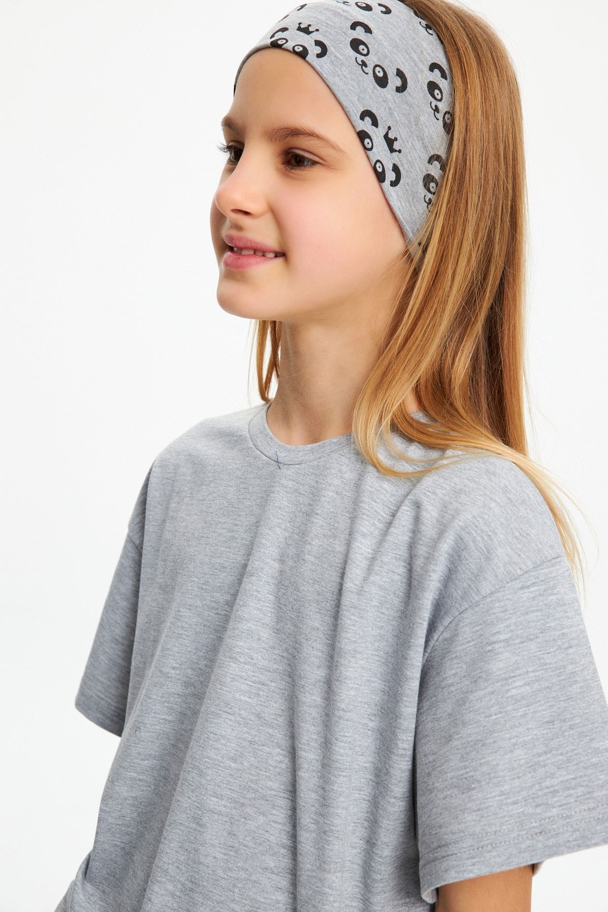 Kız Pamuklu Penye, Kaymaz, Terletmez, Ultra Hafif, Esnek Panda Desenli Saç Bandı Bandana