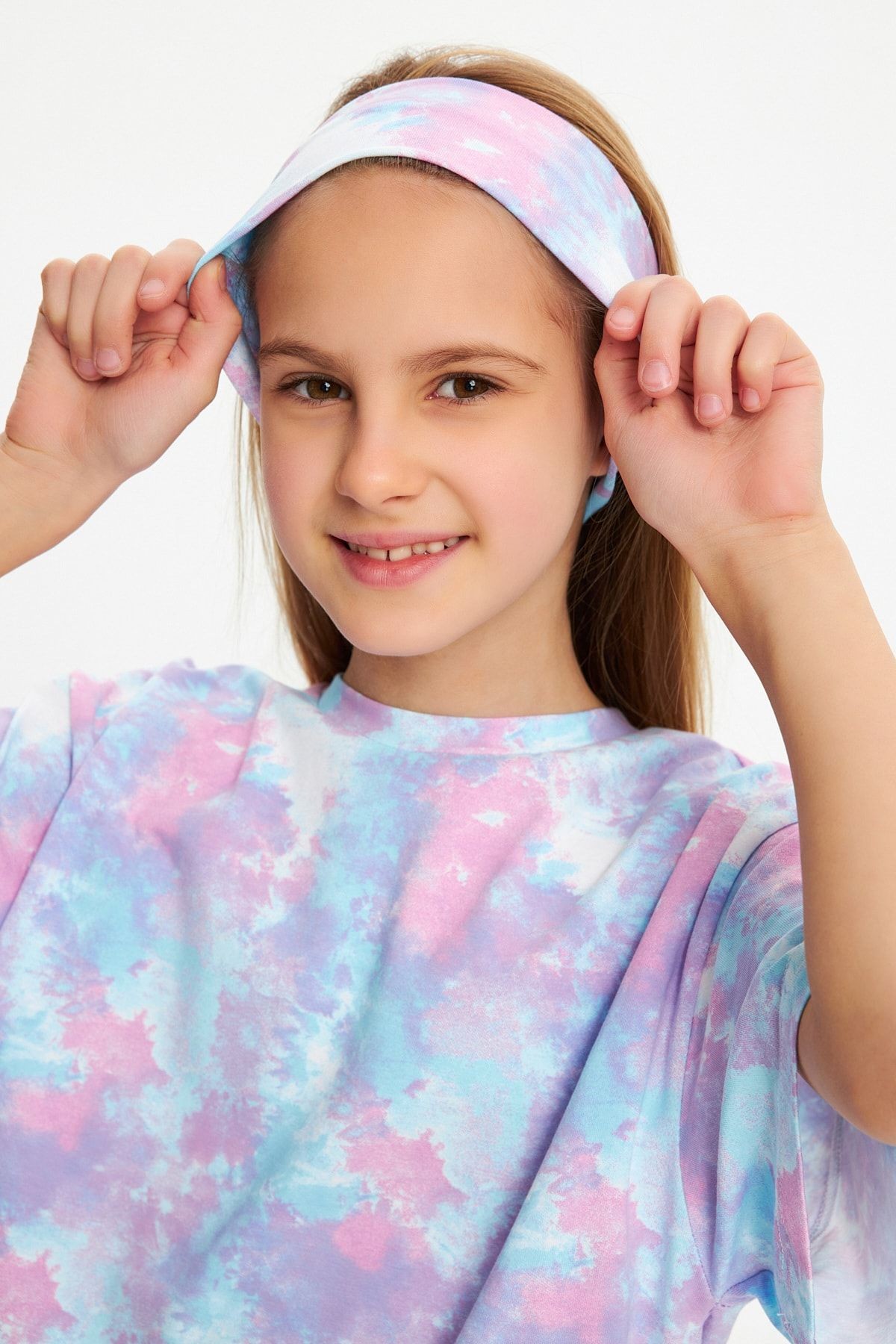 Kız %100 Pamuklu Penye Şort T-shirt Bandana 3^lü Alt Üst Takım -spor Rahat Koleksiyon 22