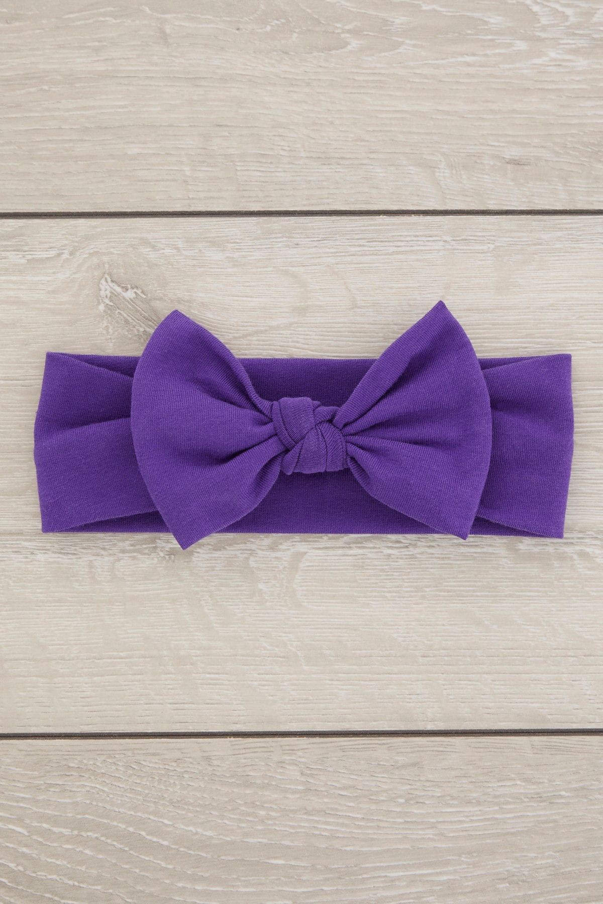 El Yapımı Yumuşak Fiyonk Bağlamalı Doğal Pamuklu Penye Ikili Bebek Çocuk Kız Bandana Mor Lila
