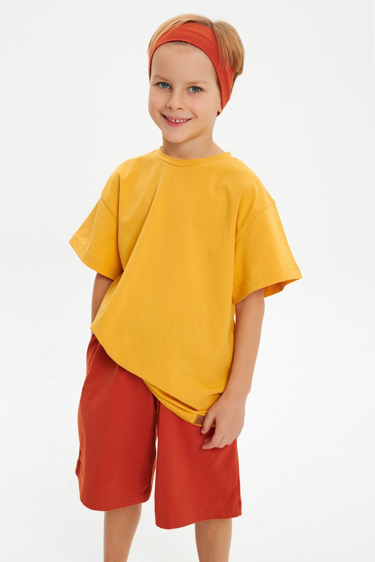 Erkek %100 Pamuklu Penye Şort T-Shirt Bandana 3^lü Alt Üst Takım -Spor Rahat Koleksiyon 9