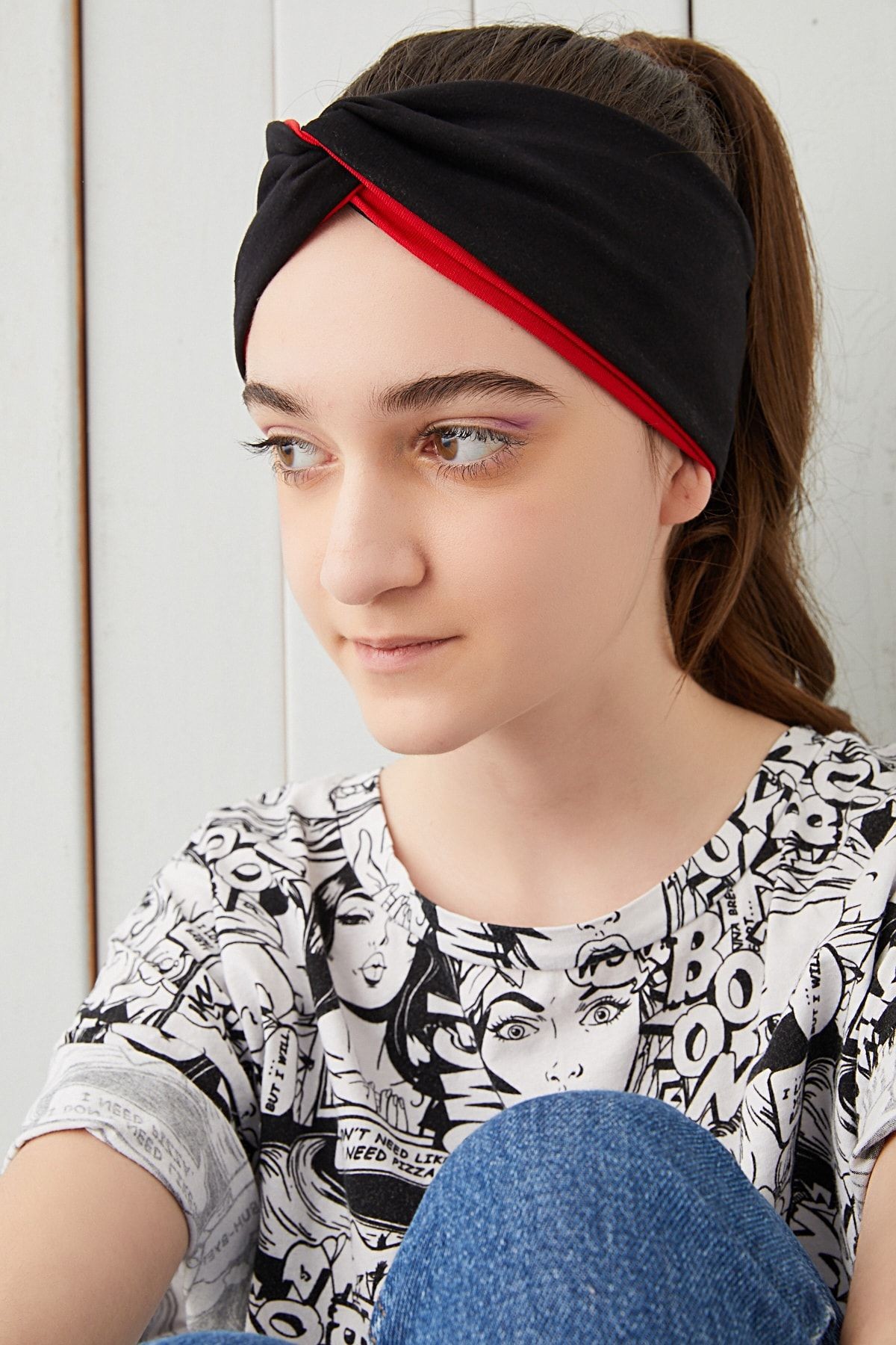 Çocuk Siyah Kırmızı Bandana
