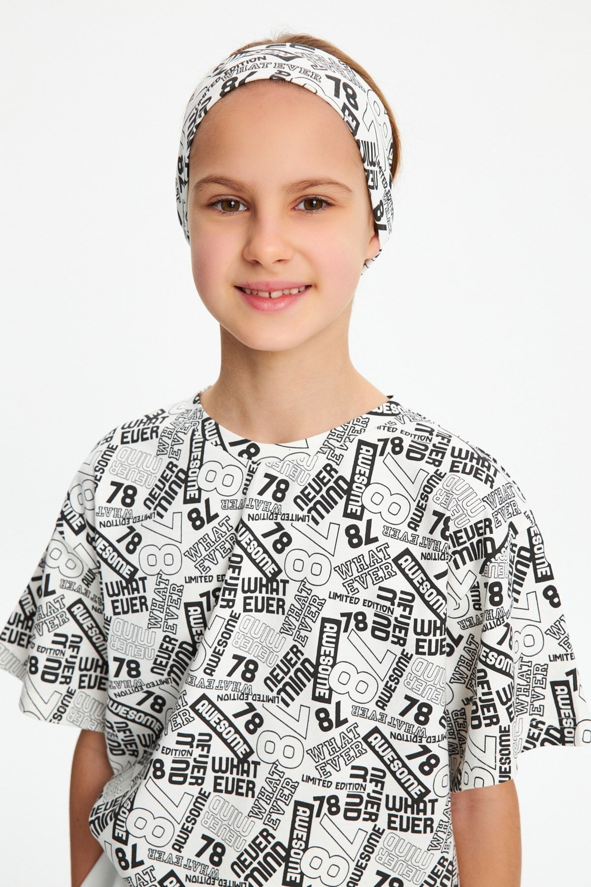 Kız Pamuklu Penye Kaymaz Ultra Hafif Esnek Desenli Saç Bandı Bandana