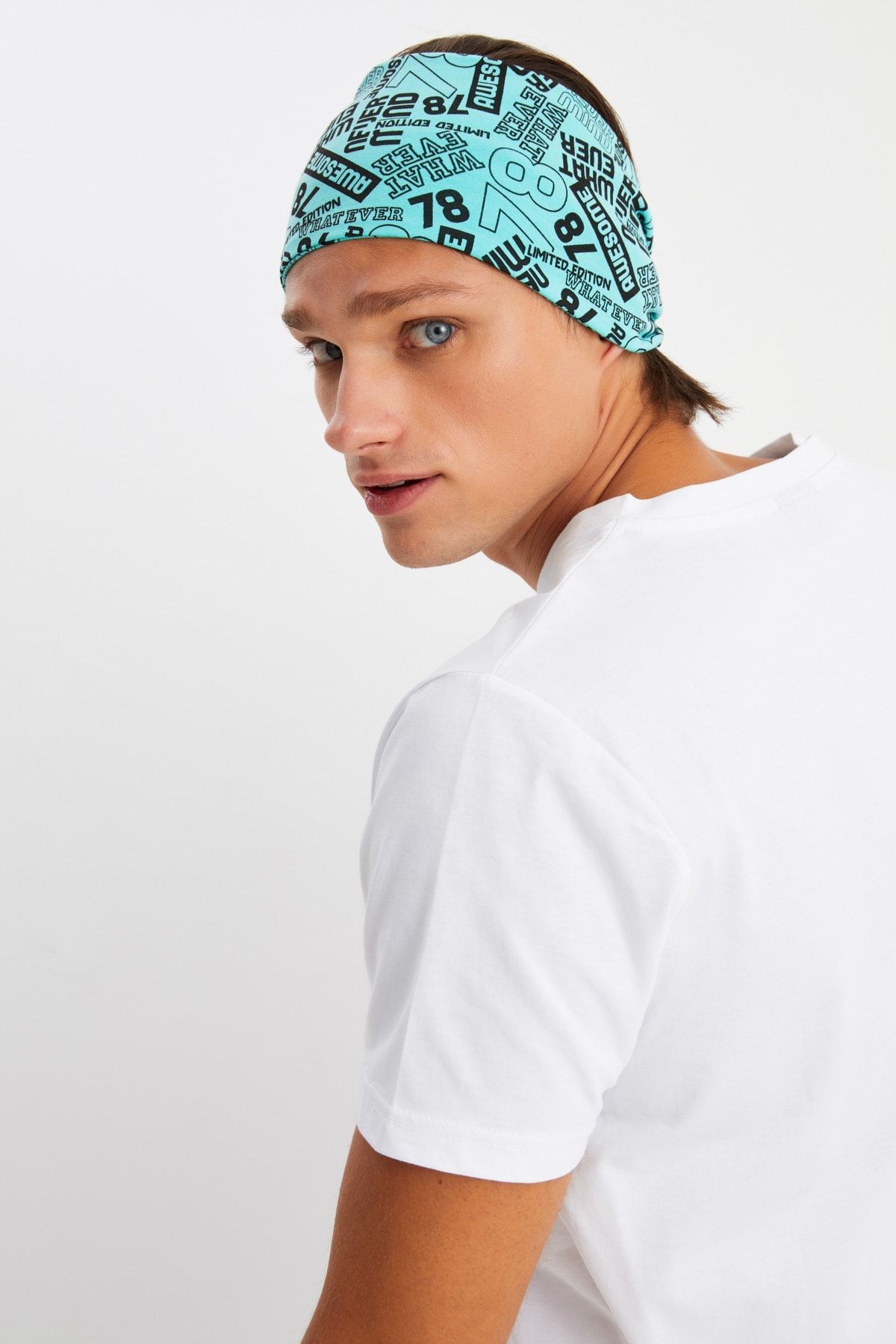 Erkek Pamuklu Penye, Kaymaz, Ultra Hafif, Spor Geniş Saç Bandı Bandana Buff