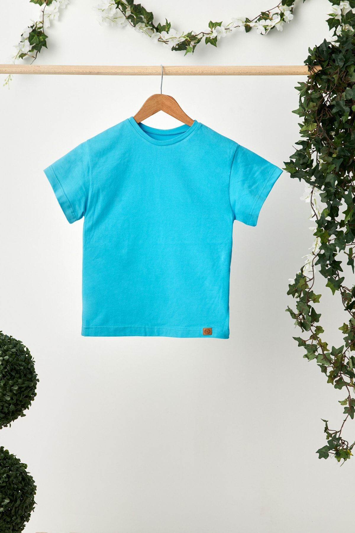 Erkek Çocuk %100 Pamuklu Penye Oversize Aqua T-Shirt Yumuşak Bandana İKİLİ TAKIM Trend Seri1