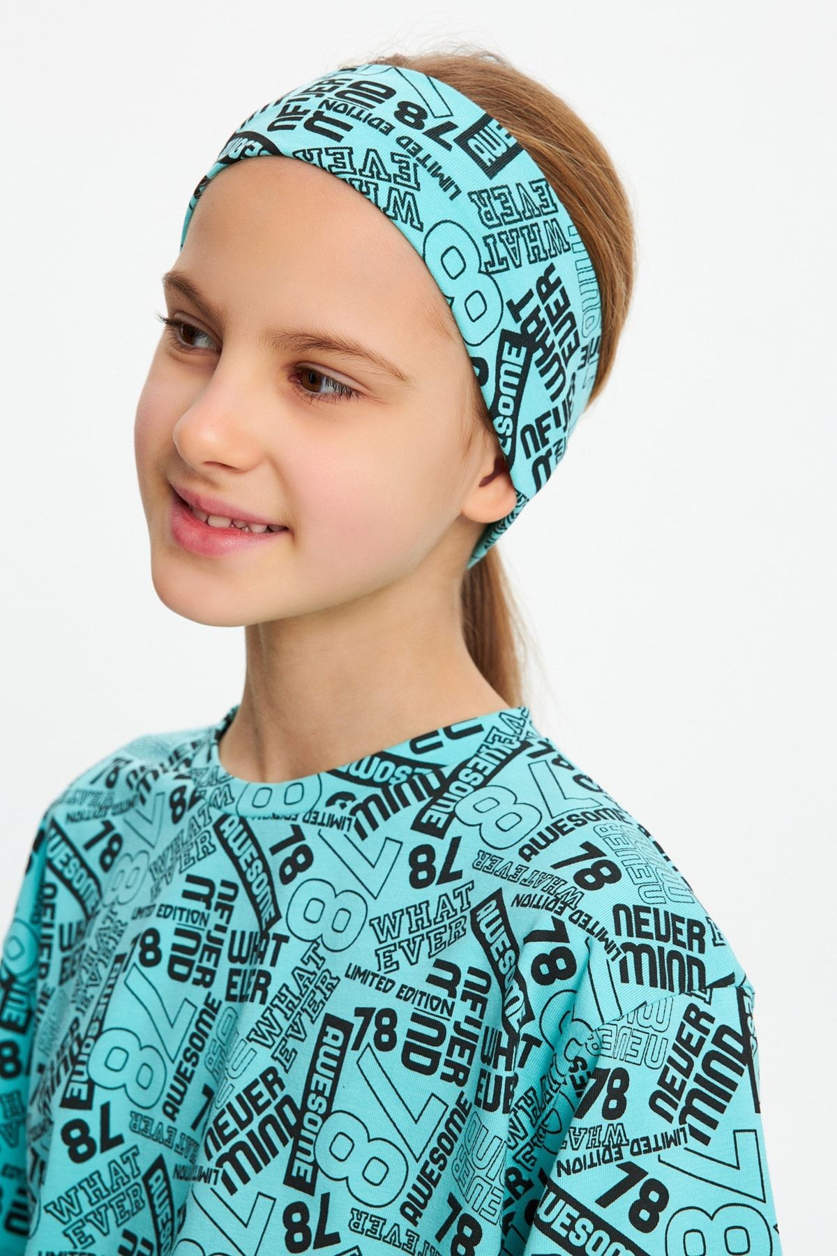 Kız Çocuk Kısa Kollu Desenli Bisiklet Yaka Terletmez Yumuşak Rahat %100 Pamuklu Penye T-shirt