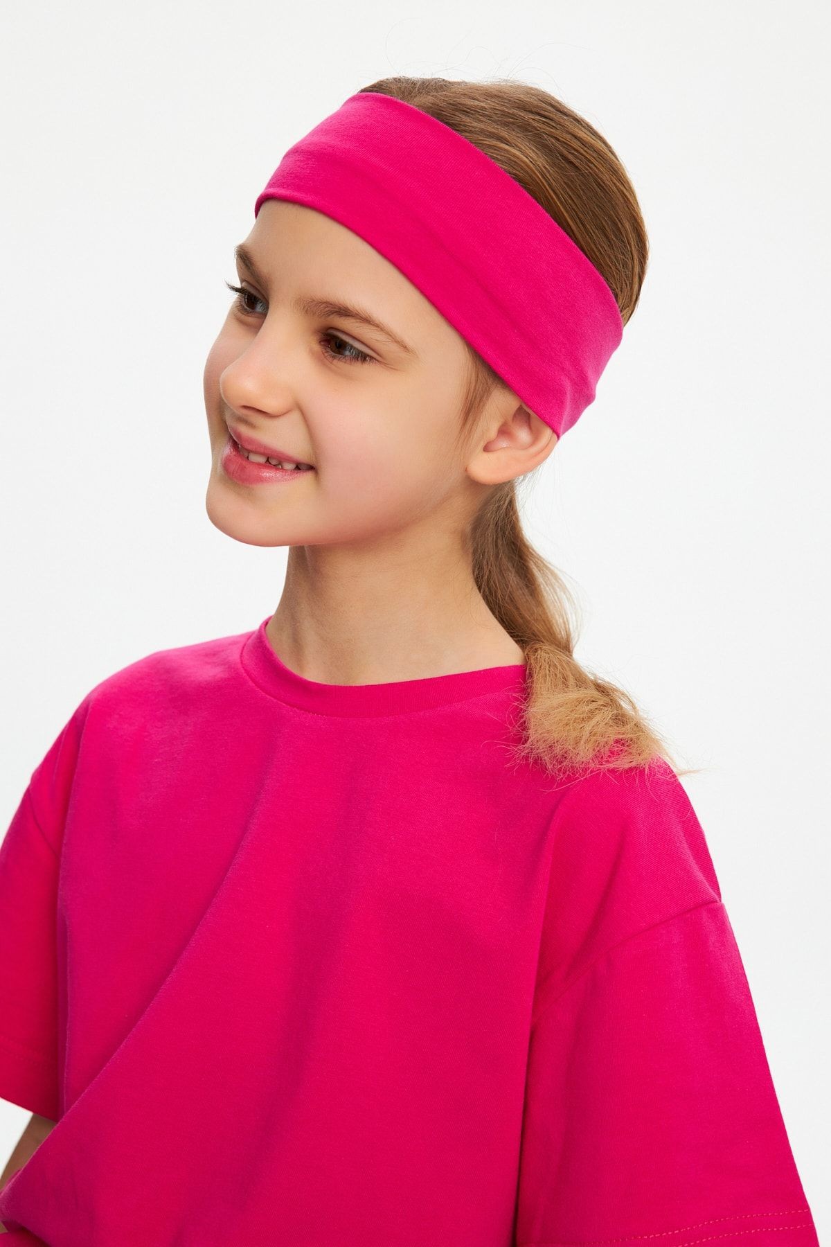 Kız %100 Pamuklu Penye Şort T-shirt Bandana 3^lü Alt Üst Takım -spor Rahat Koleksiyon 2
