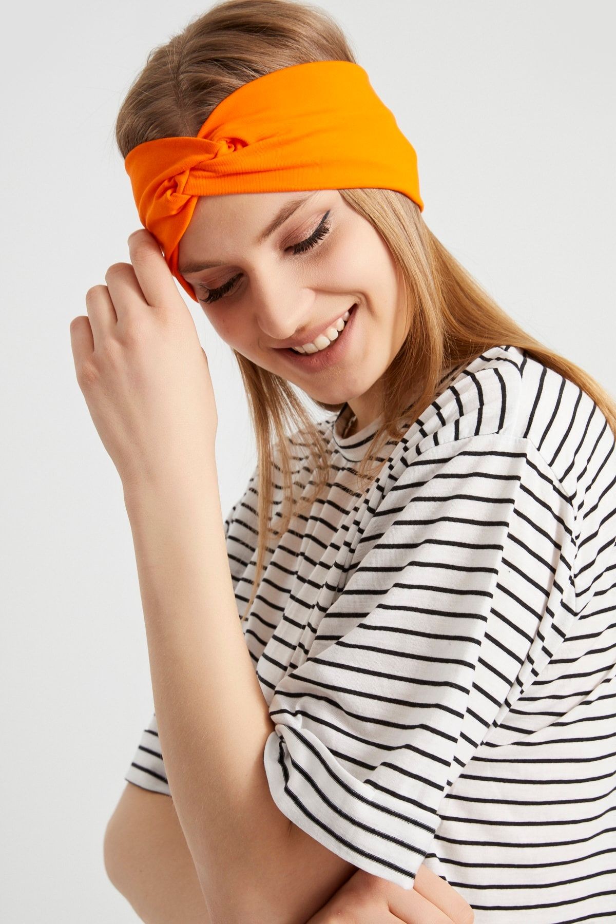 Stil Turuncu, Butik Tasarım Kadın Bandana Saç Bandı, Ekstra Yumuşak, Esnek, Doğal, Pamuklu Penye
