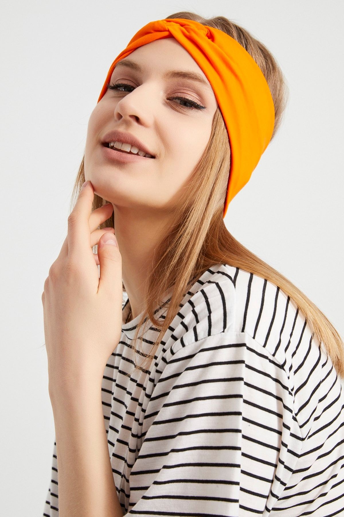 Stil Turuncu, Butik Tasarım Kadın Bandana Saç Bandı, Ekstra Yumuşak, Esnek, Doğal, Pamuklu Penye