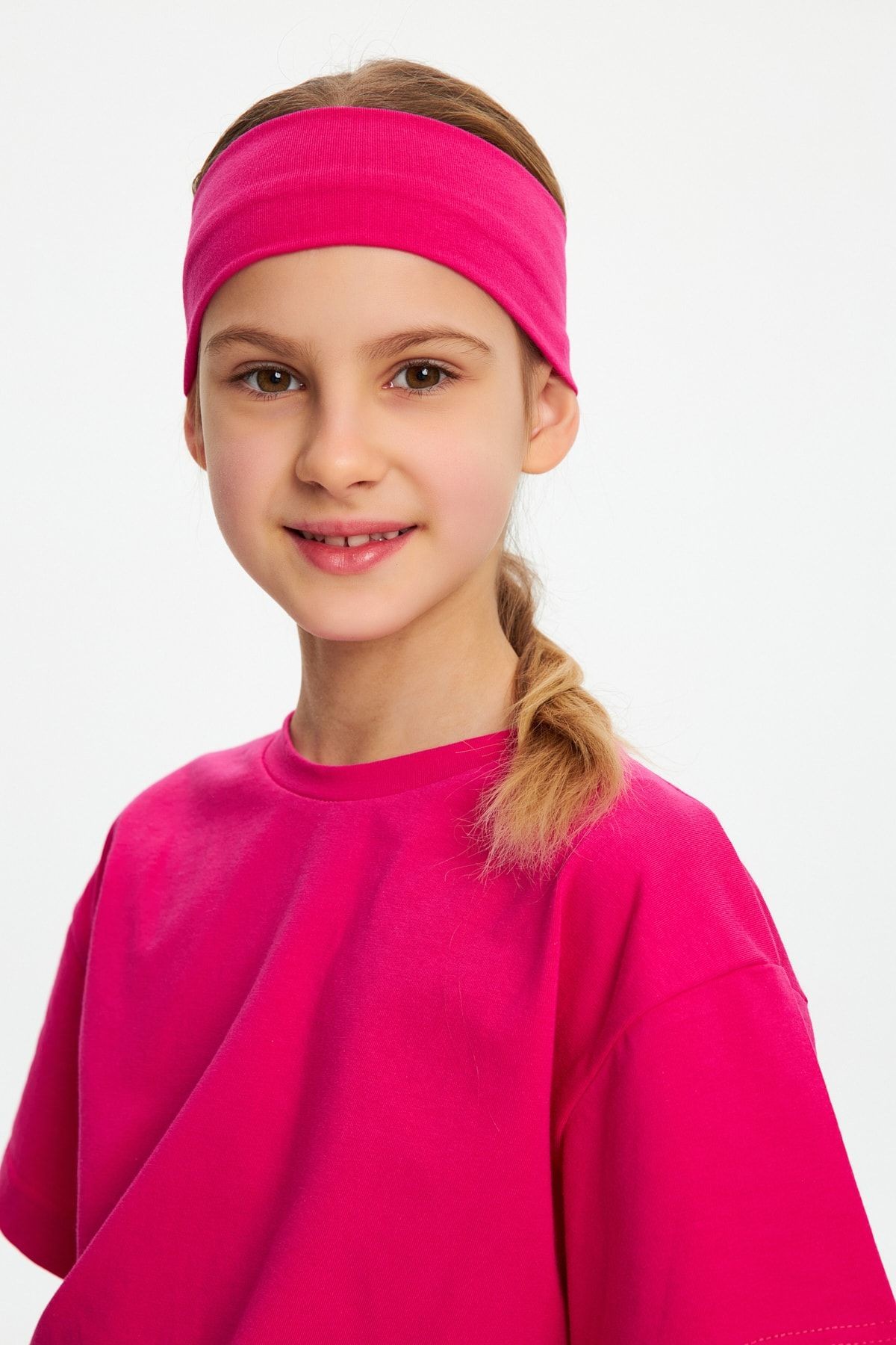 Kız %100 Pamuklu Penye Şort T-shirt Bandana 3^lü Alt Üst Takım -spor Rahat Koleksiyon 2