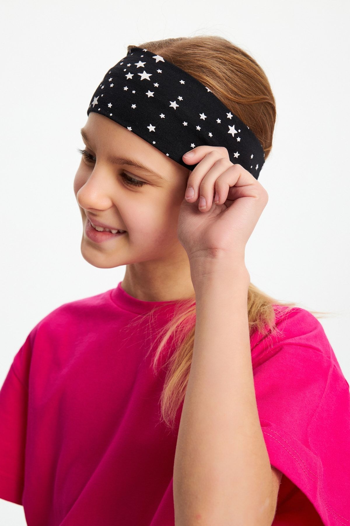 Kız %100 Pamuklu Penye Şort T-shirt Bandana 3^lü Alt Üst Takım -spor Rahat Koleksiyon 1