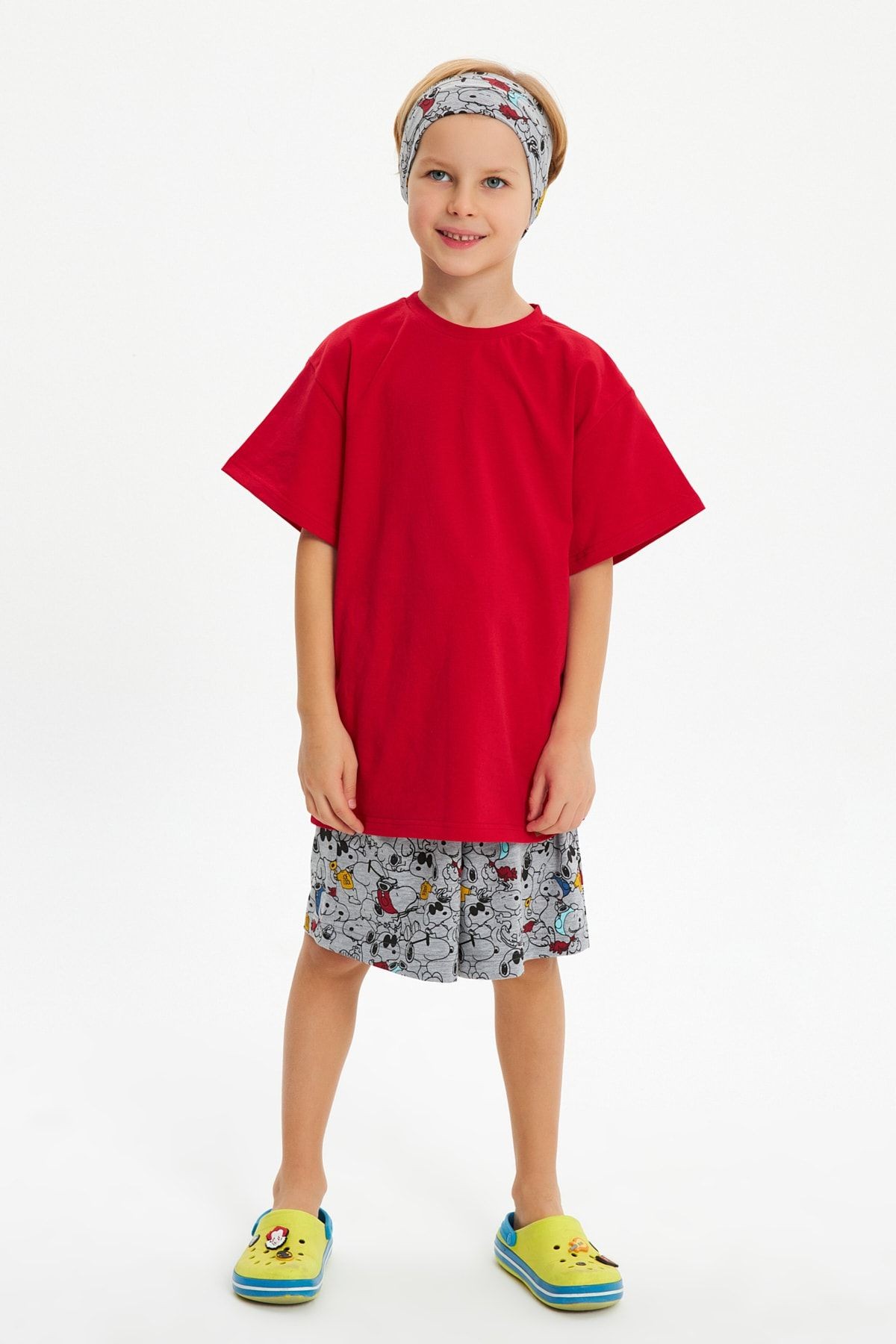 Erkek %100 Pamuklu Penye Şort T-Shirt Bandana 3^lü Alt Üst Takım -Spor Rahat Koleksiyon 6