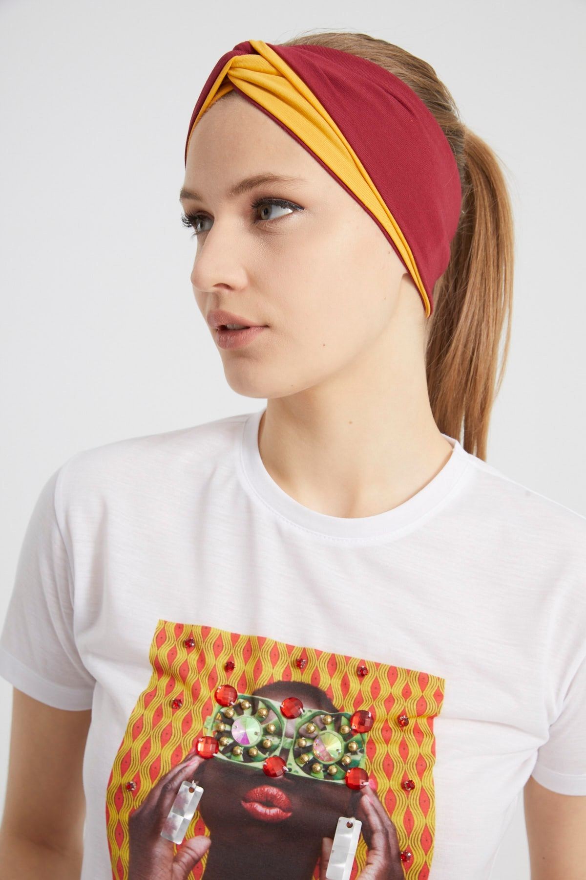 Butik Tasarım Kadın Bandana Saç Bandı, Ekstra Yumuşak, Esnek, Doğal, Pamuklu Penye