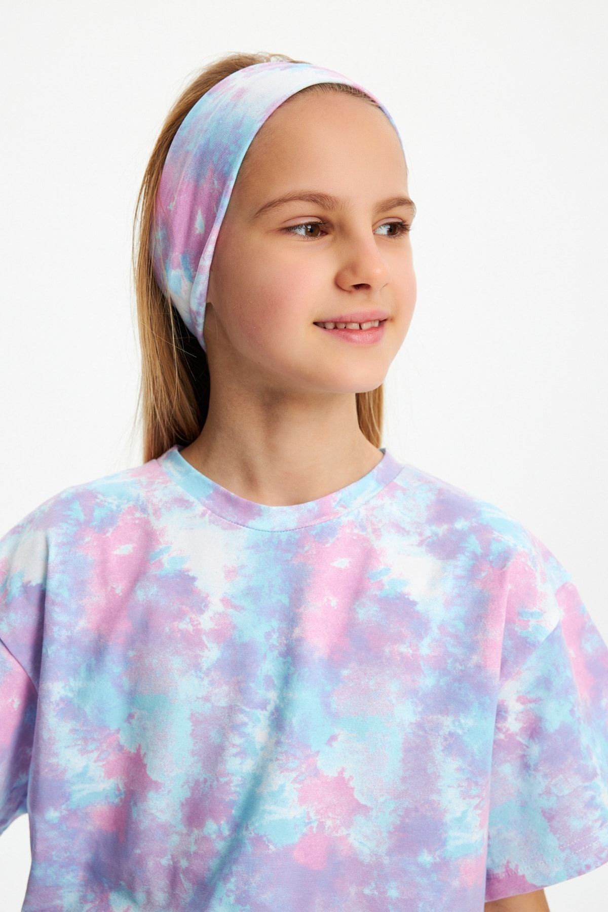 Kız %100 Pamuklu Penye Şort T-shirt Bandana 3^lü Alt Üst Takım -spor Rahat Koleksiyon 22