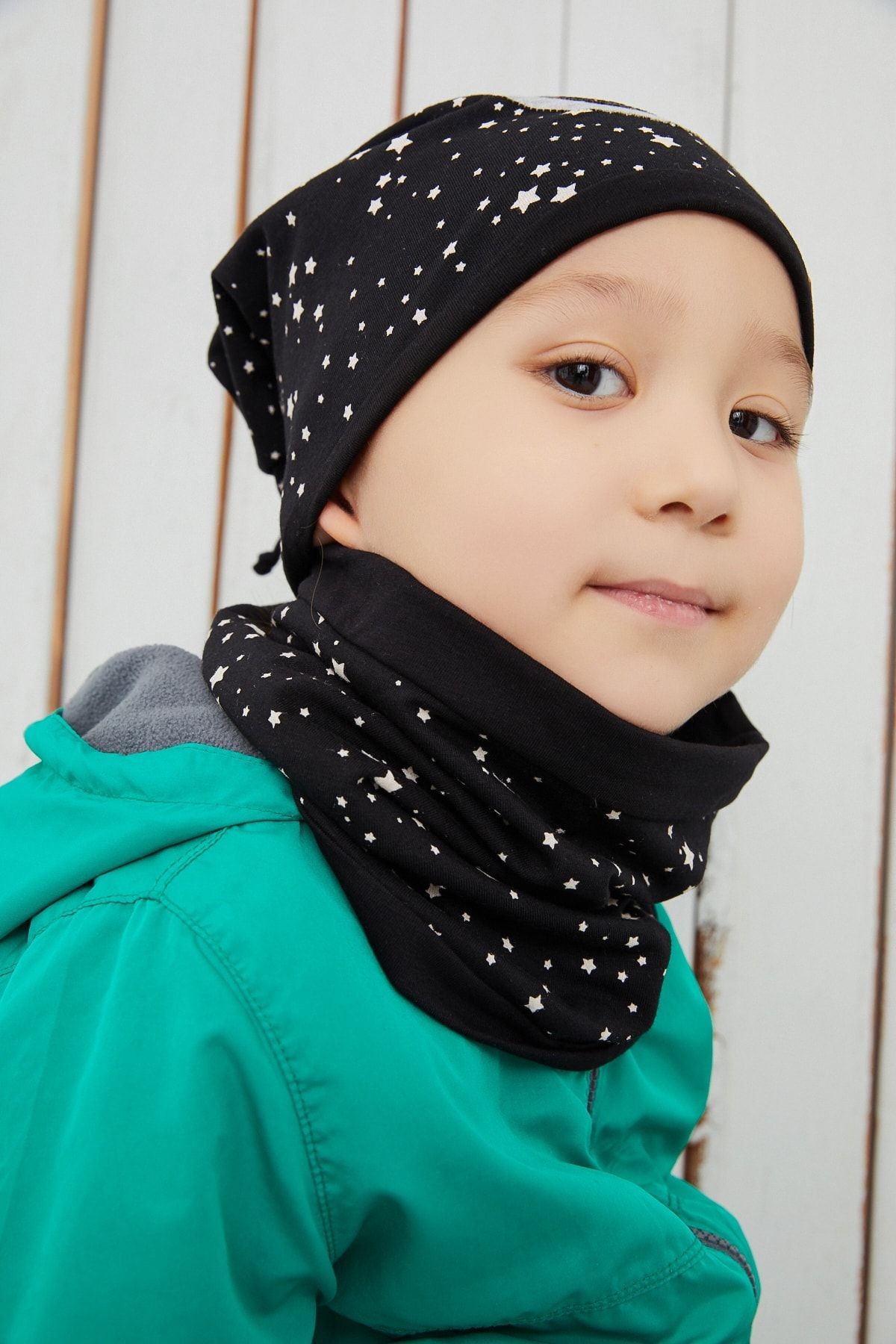 Pamuklu Doğal Yumuşak Çift Katlı Penye Çocuk Bebek Bere Boyunluk Set