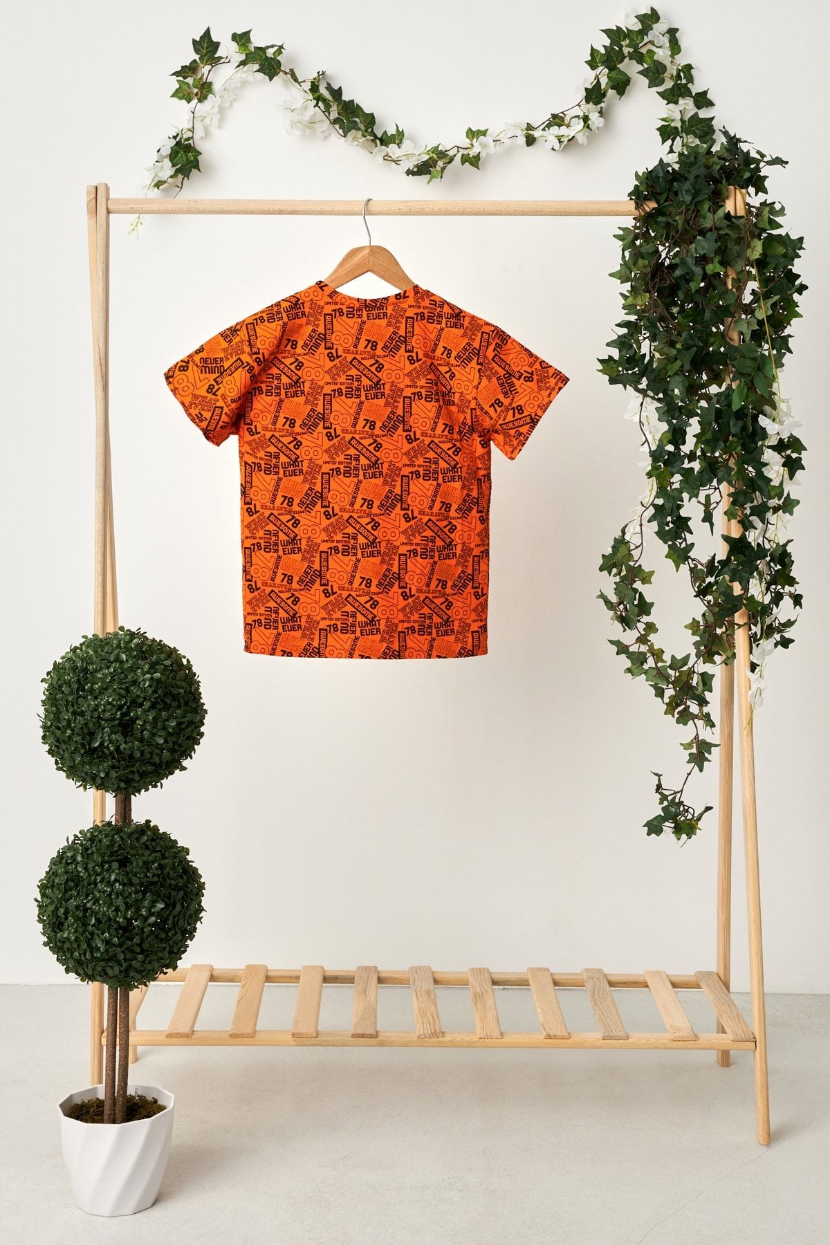 Erkek Çocuk Kısa Kollu Desenli Bisiklet Yaka Terletmez, Yumuşak Rahat %100 Pamuklu Penye T-shirt