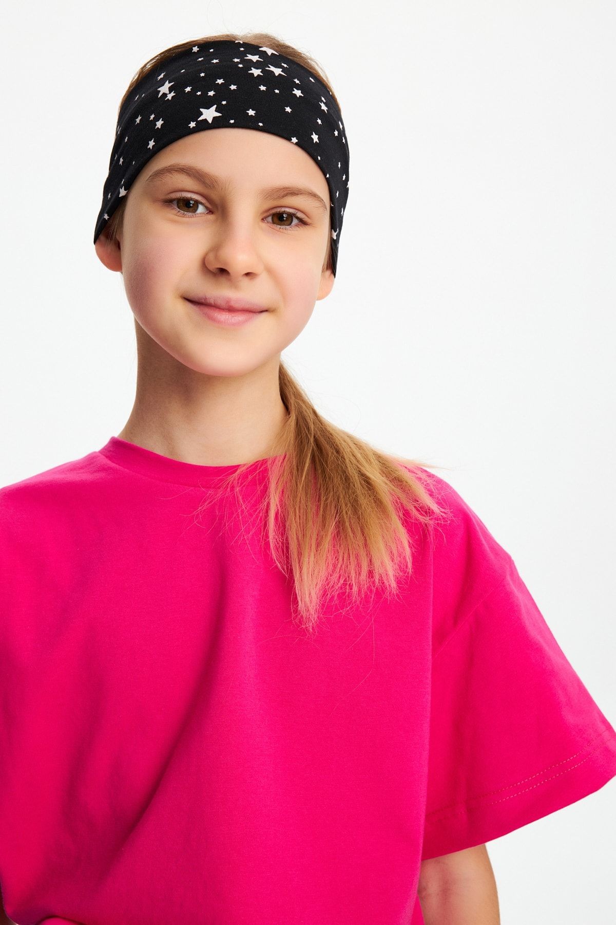 Kız %100 Pamuklu Penye Şort T-shirt Bandana 3^lü Alt Üst Takım -spor Rahat Koleksiyon 1