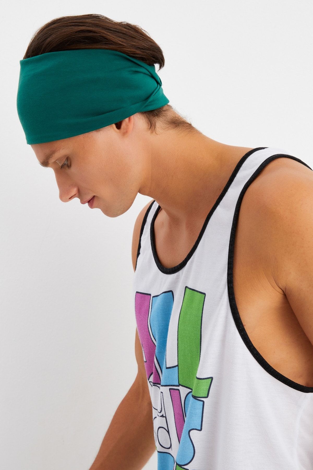 Erkek Pamuklu Penye, Kaymaz, Ultra Hafif, Spor Geniş Saç Bandı Bandana Buff