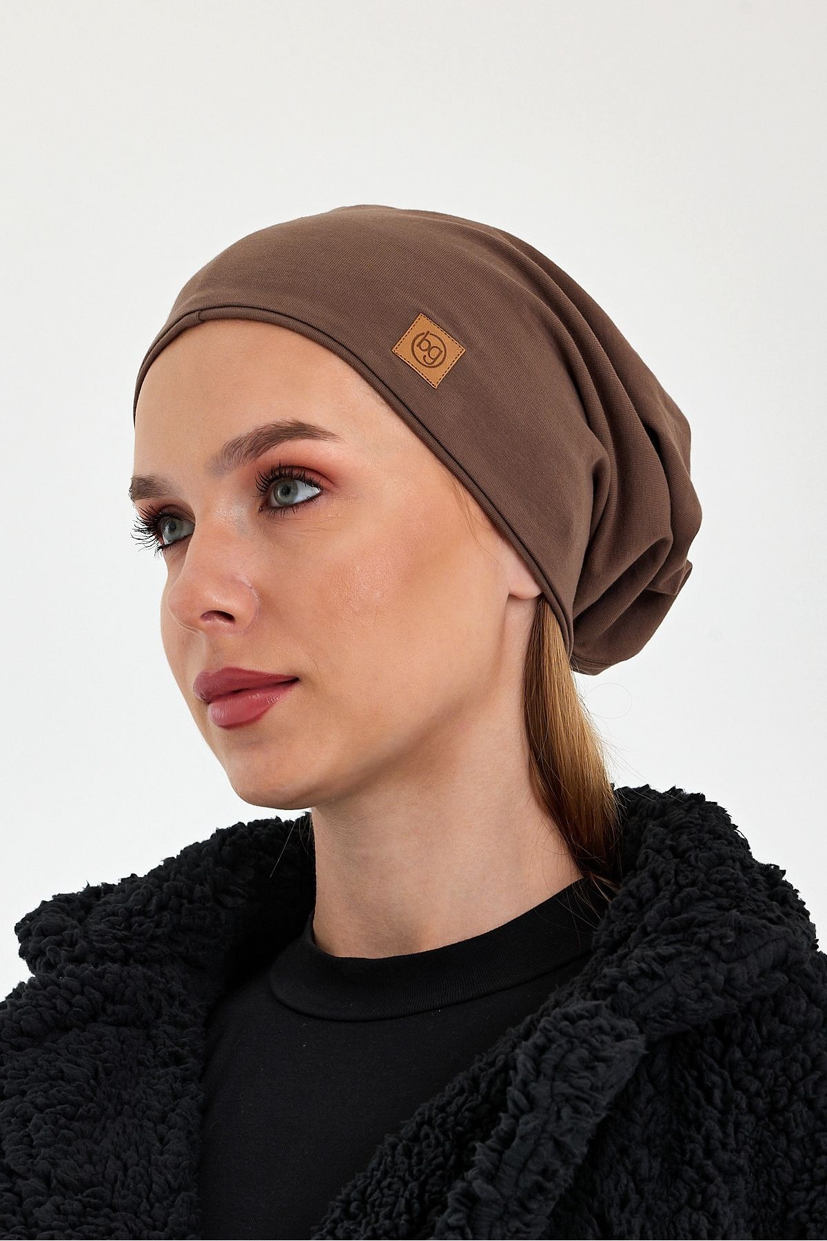Kahverengi  Arkası Açılabilir eşsiz, rahat ultra yumuşak esnek trendy 4 mevsim Penye Bandana Bere