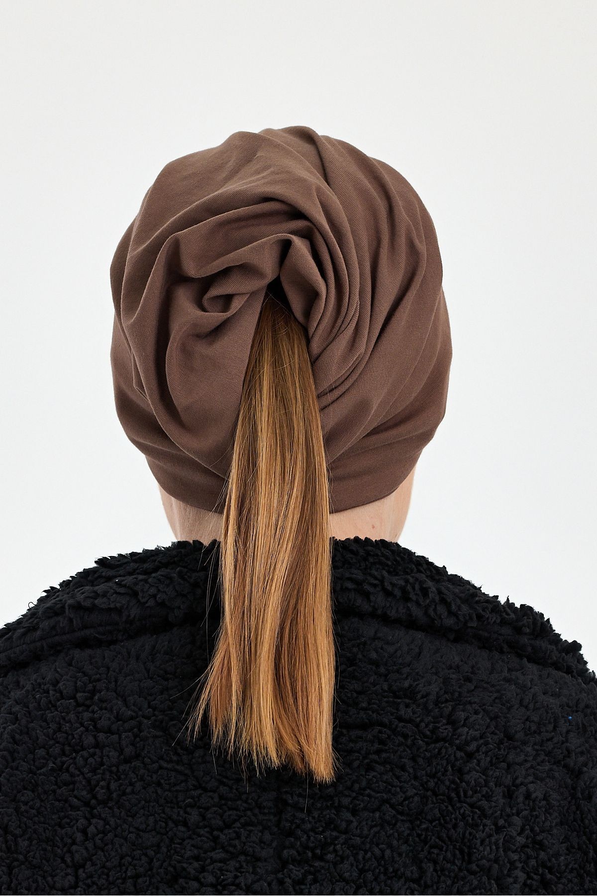 Kahverengi  Arkası Açılabilir eşsiz, rahat ultra yumuşak esnek trendy 4 mevsim Penye Bandana Bere