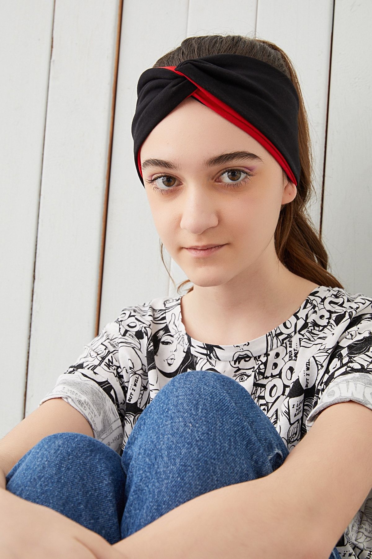 Çocuk Siyah Kırmızı Bandana