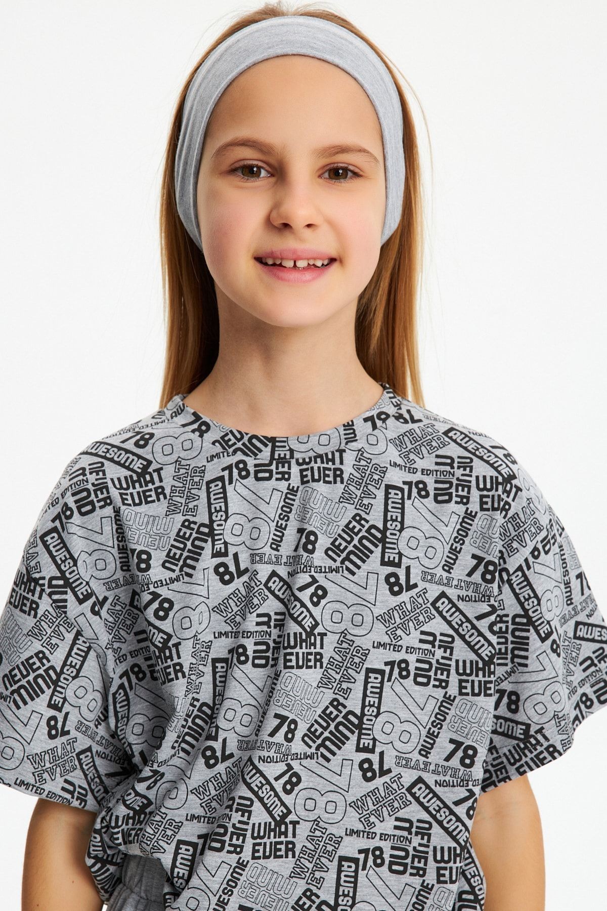 Kız %100 Pamuklu Penye T-shirt Bandana 2^li Takım -spor Rahat Best Of Koleksiyon 4