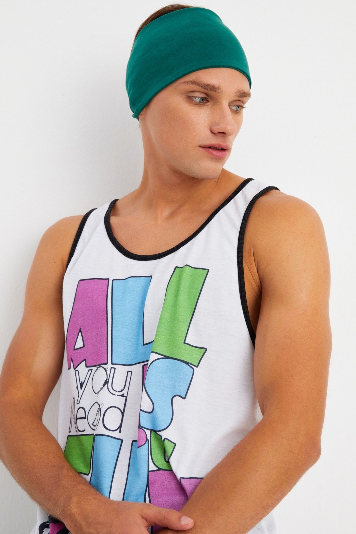 Erkek Pamuklu Penye, Kaymaz, Ultra Hafif, Spor Geniş Saç Bandı Bandana Buff