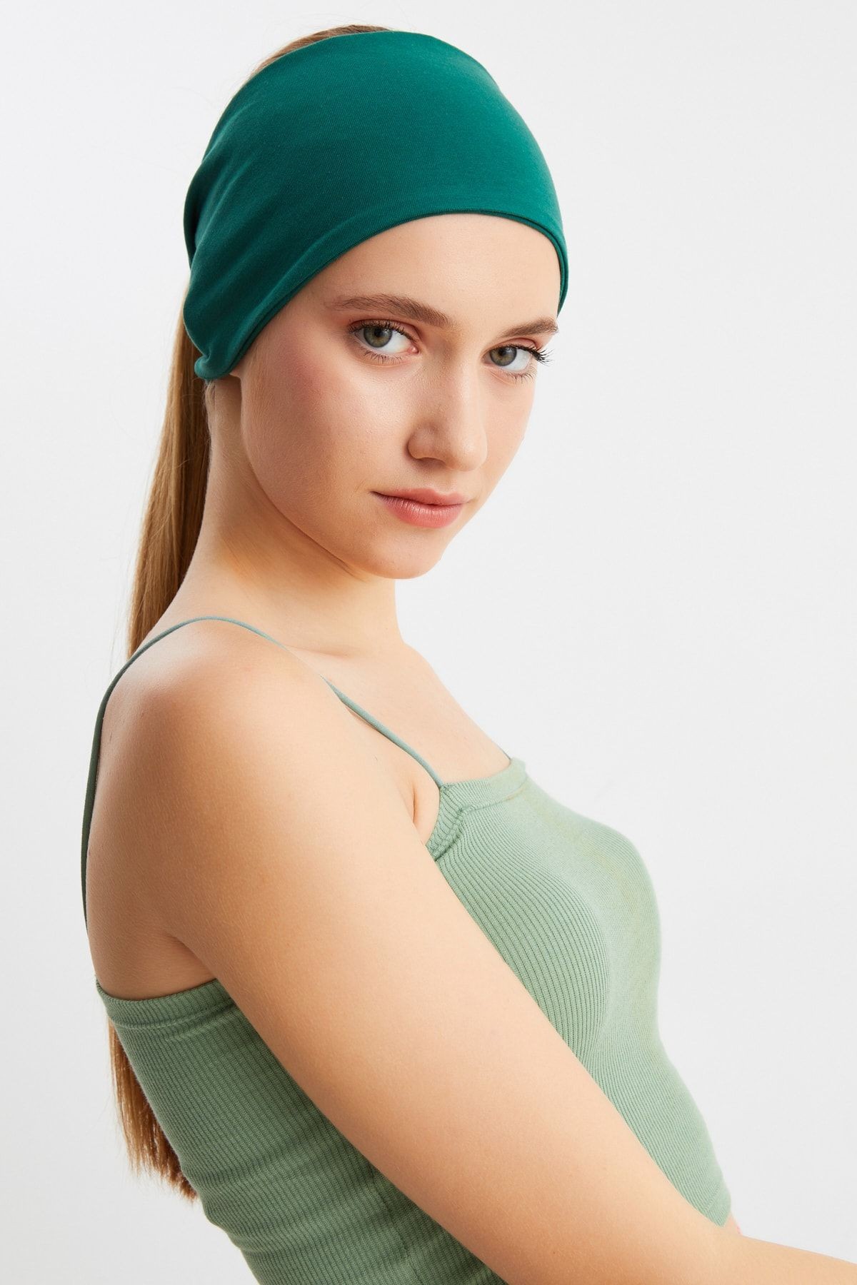 Kadın Çift Taraflı Kullanım Alternatifli Pamuklu Penye Kaymaz Hafif Spor Saç Bandı Bandana