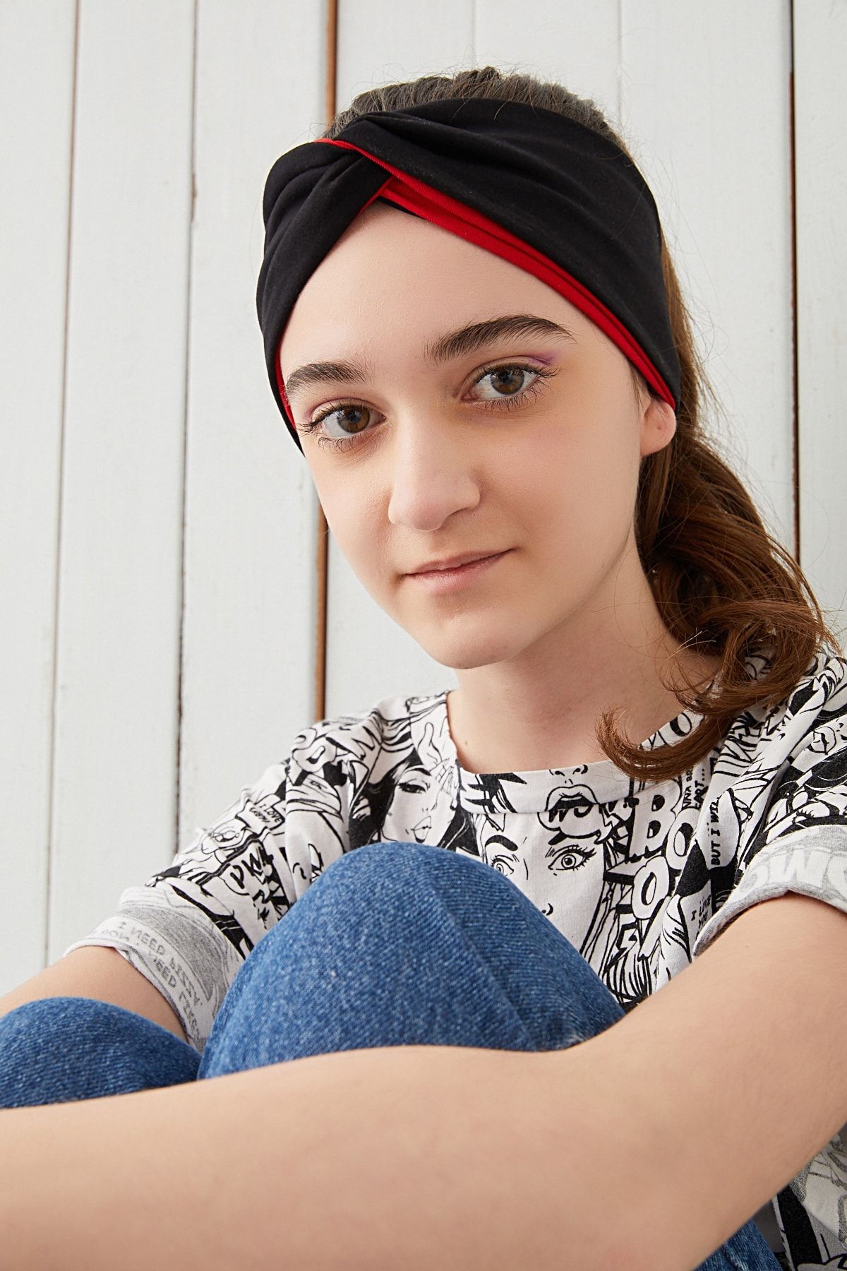 Çocuk Siyah Kırmızı Bandana